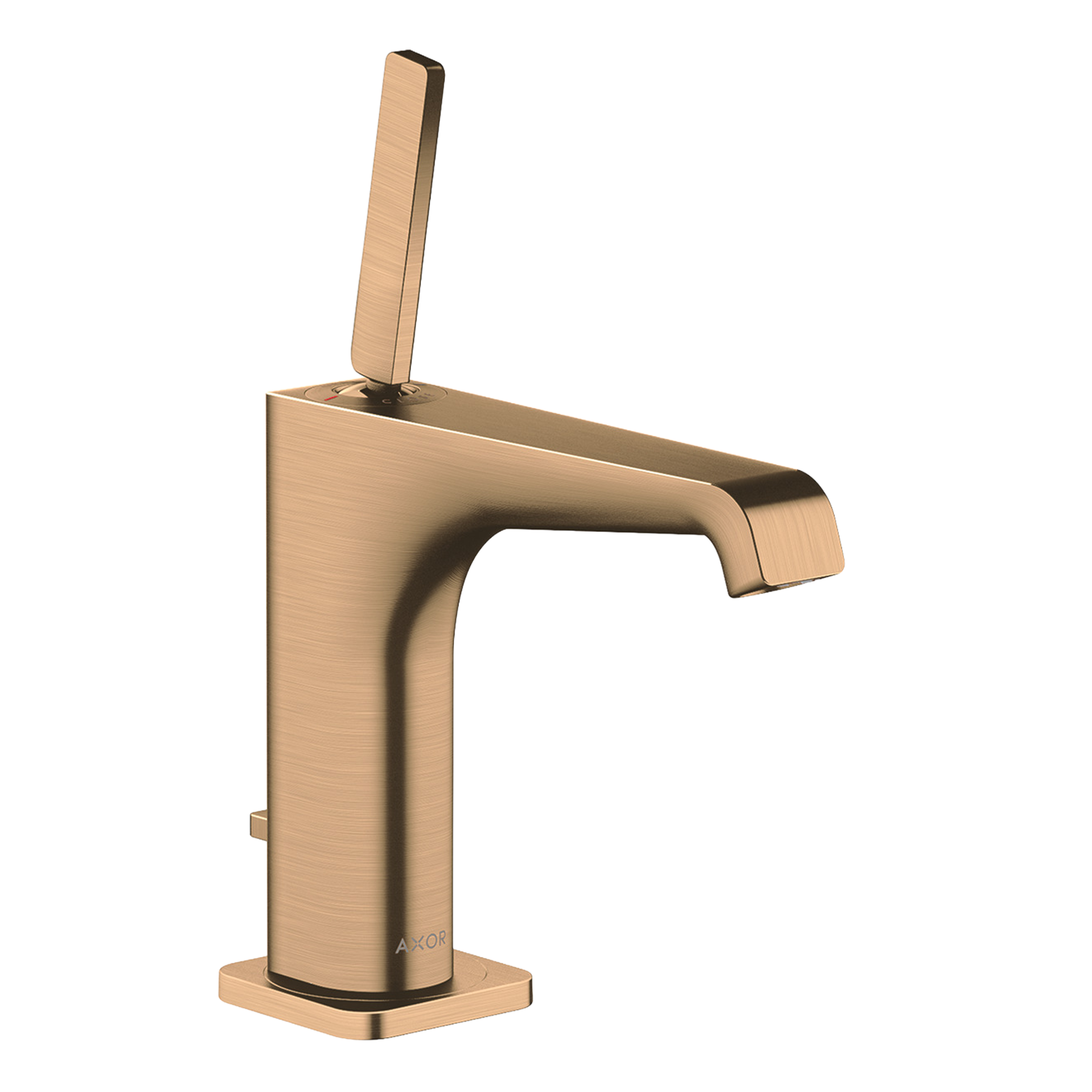 AXOR Citterio E Single Pin Handle Basin Mixer Faucet 130 with Pop-Up Waste Set from Brandt in Brushed Bronze finish
