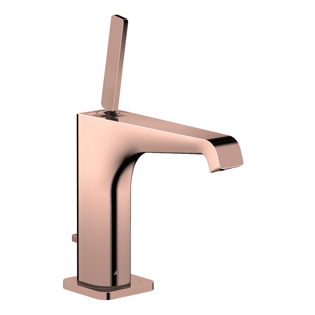 AXOR Citterio E Single Pin Handle Basin Mixer Faucet 130 with Pop-Up Waste Set from Brandt in Polished Red Gold finish