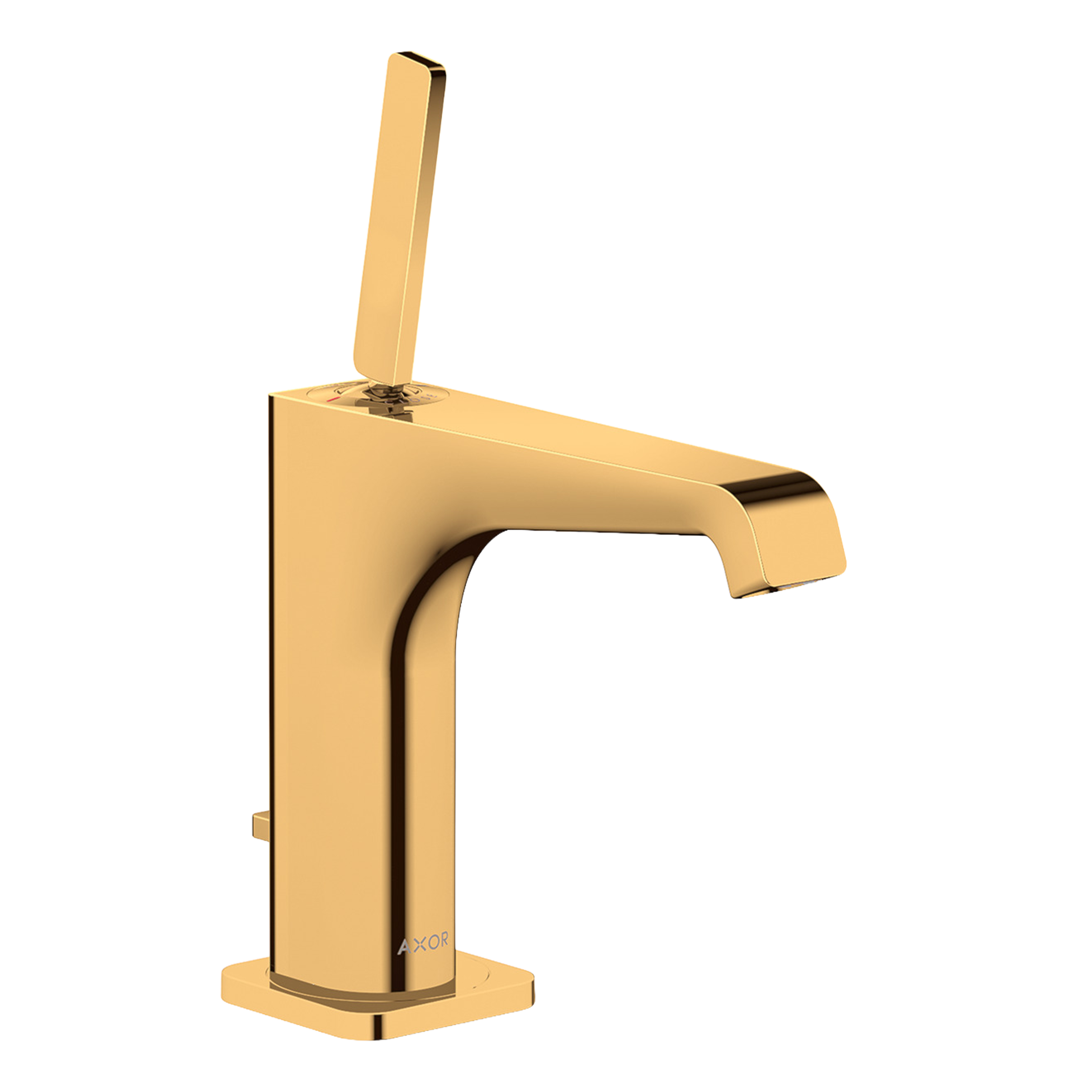 AXOR Citterio E Single Pin Handle Basin Mixer Faucet 130 with Pop-Up Waste Set from Brandt in Polished Gold Optic finish