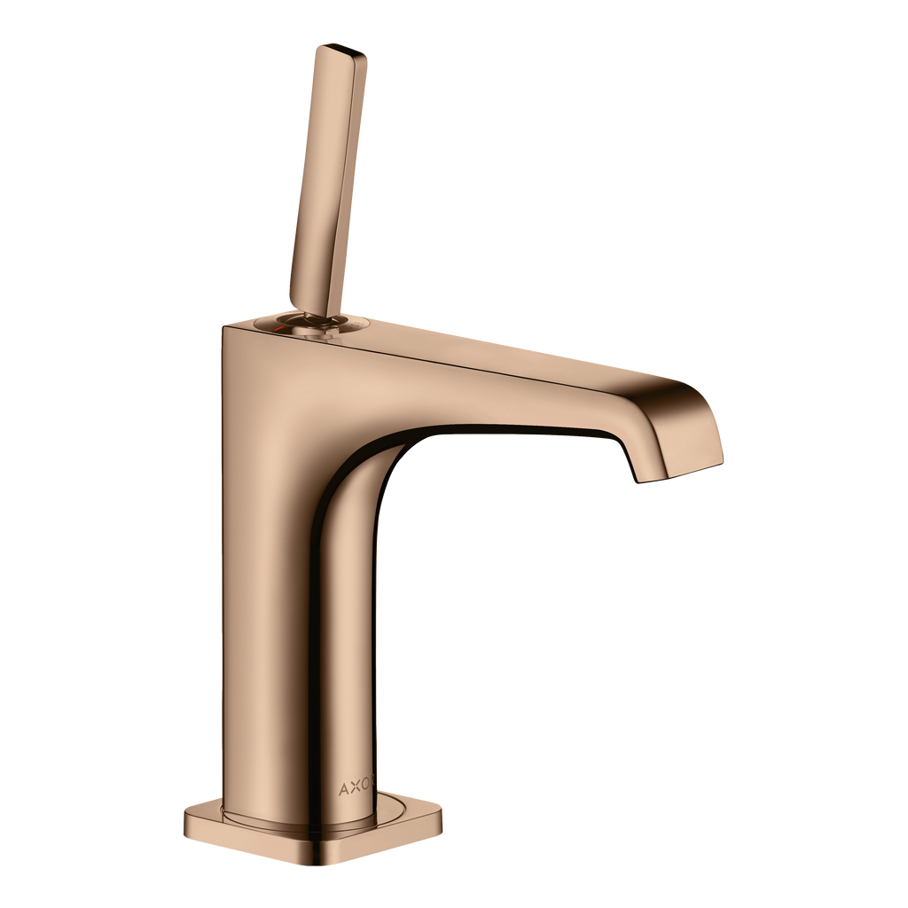 AXOR Citterio E Single Pin Handle Basin Mixer Faucet 130 with Open Waste Set from Brandt in Polished Red Gold finish