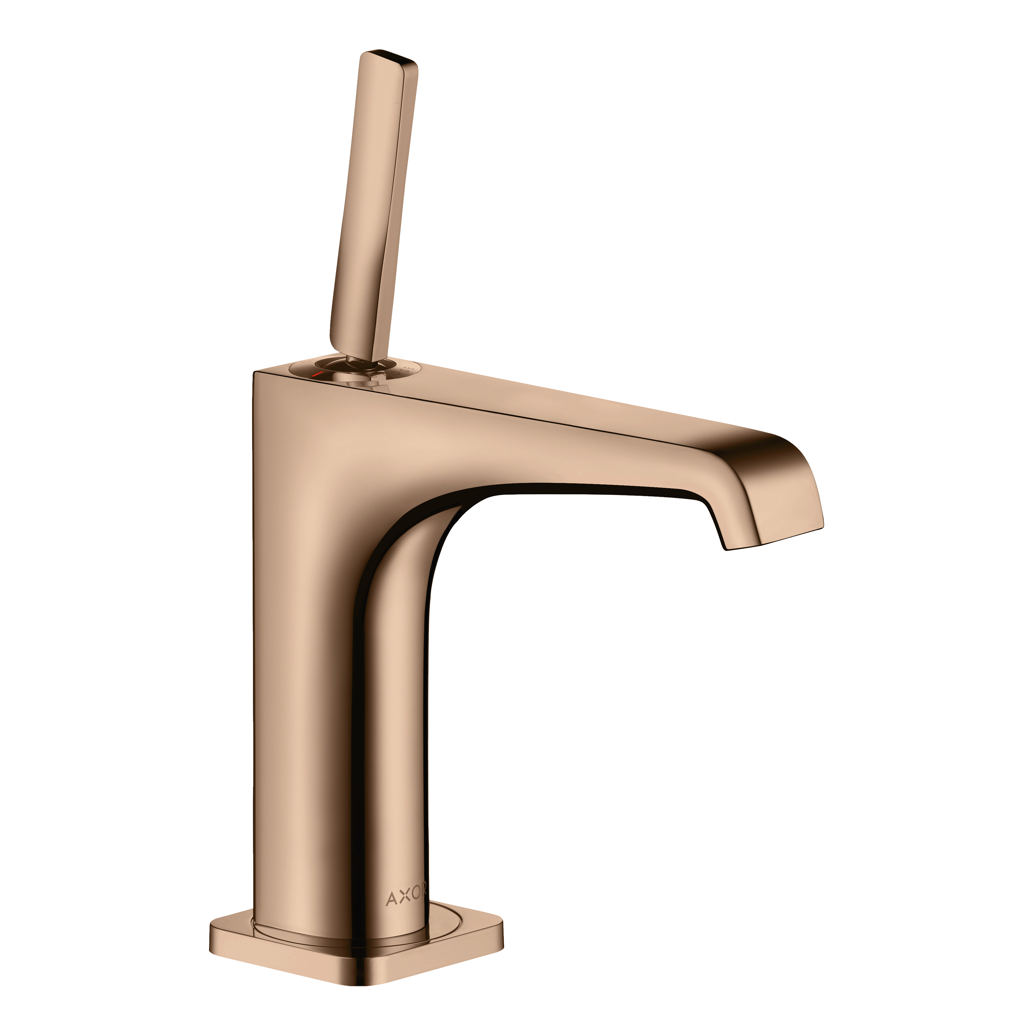 AXOR Citterio E Single Pin Handle Basin Mixer Faucet 130 with Open Waste Set from Brandt in Polished Red Gold finish