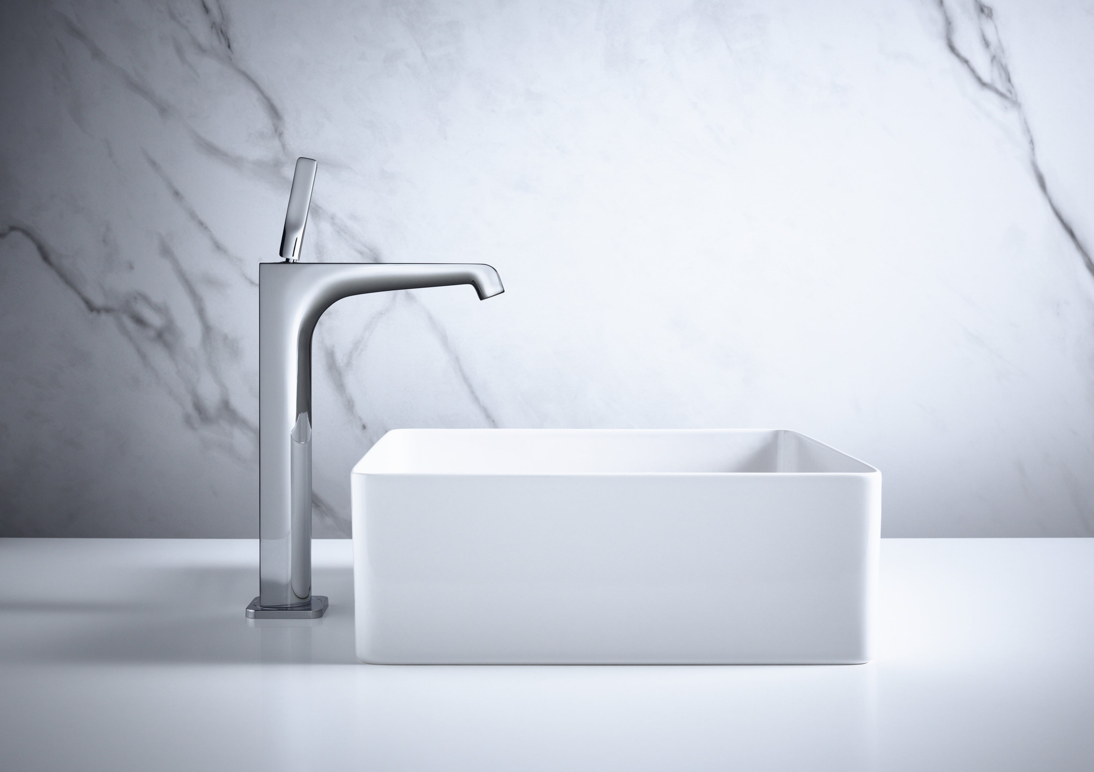 AXOR Citterio E Single Pin Handle Basin Mixer Faucet 250 with Open Waste Set from Brandt in Chrome finish