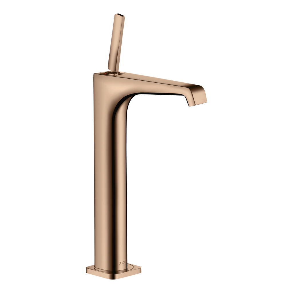 AXOR Citterio E Single Pin Handle Basin Mixer Faucet 250 with Open Waste Set from Brandt in Polished Red Gold finish