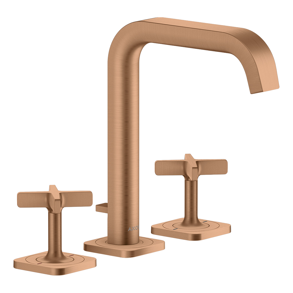 AXOR Citterio E 3-Hole Basin Mixer Faucet 170 with Escutcheons and Pop-Up Waste Set from Brandt in Brushed Bronze finish
