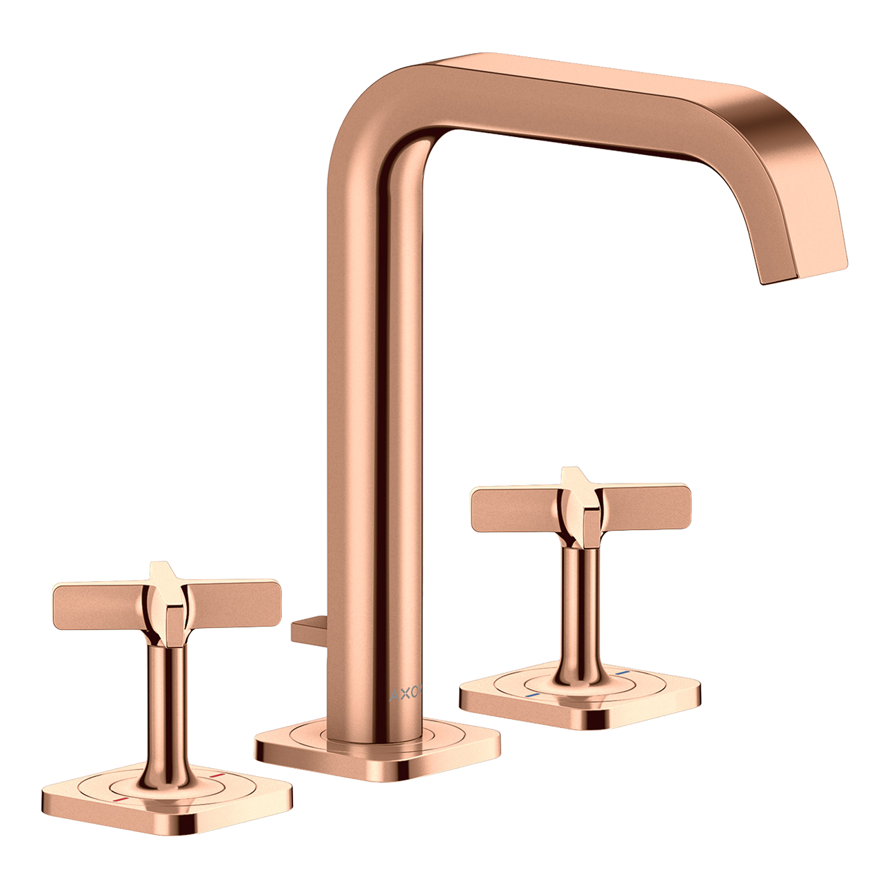 AXOR Citterio E 3-Hole Basin Mixer Faucet 170 with Escutcheons and Pop-Up Waste Set from Brandt in Polished Red Gold finish
