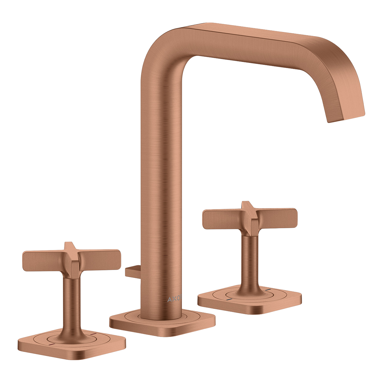 AXOR Citterio E 3-Hole Basin Mixer Faucet 170 with Escutcheons and Pop-Up Waste Set from Brandt in Brushed Red Gold finish