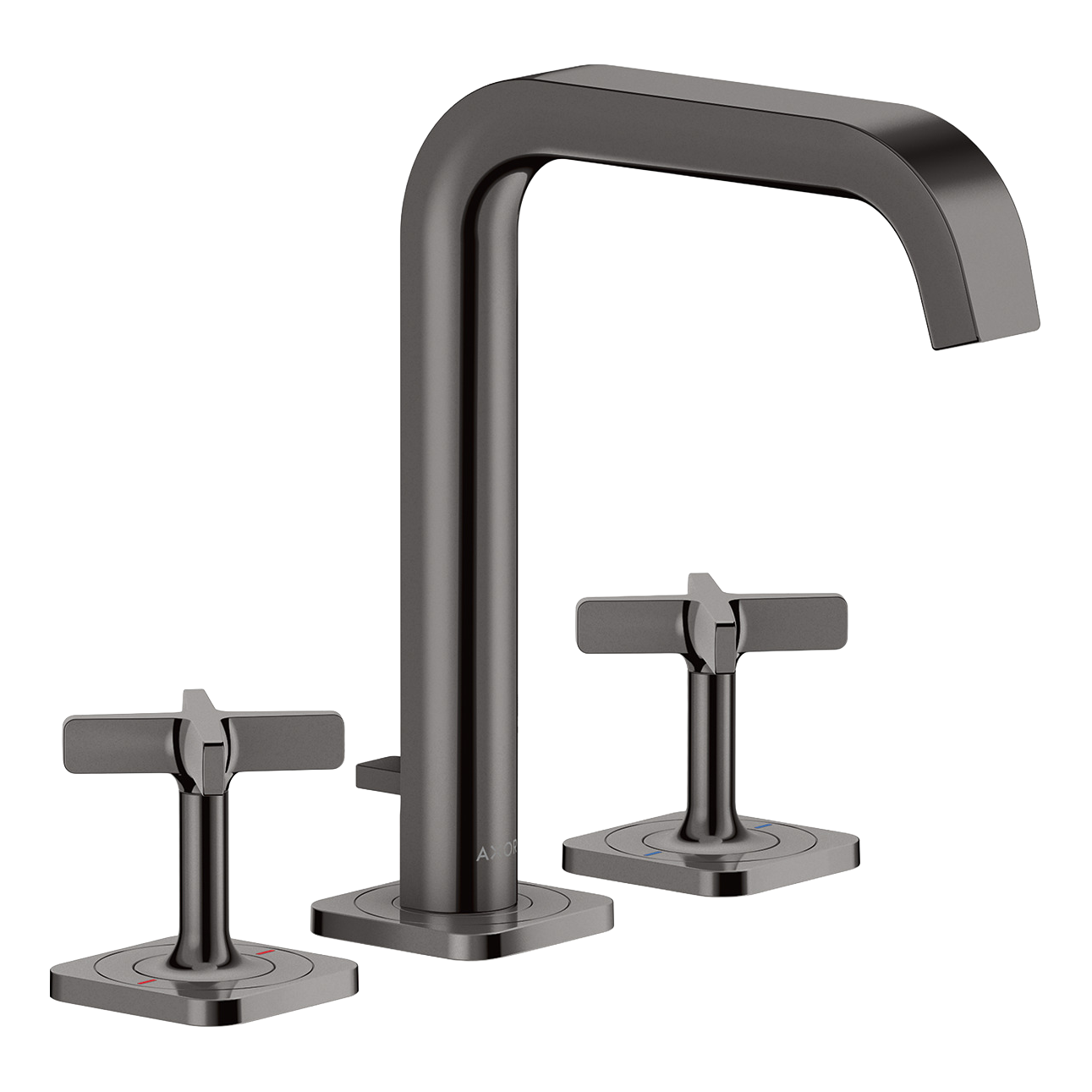AXOR Citterio E 3-Hole Basin Mixer Faucet 170 with Escutcheons and Pop-Up Waste Set from Brandt in Polished Black Chrome finish