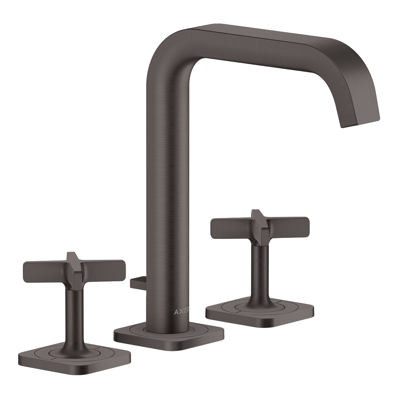 AXOR Citterio E 3-Hole Basin Mixer Faucet 170 with Escutcheons and Pop-Up Waste Set from Brandt in Brushed Black Chrome finish