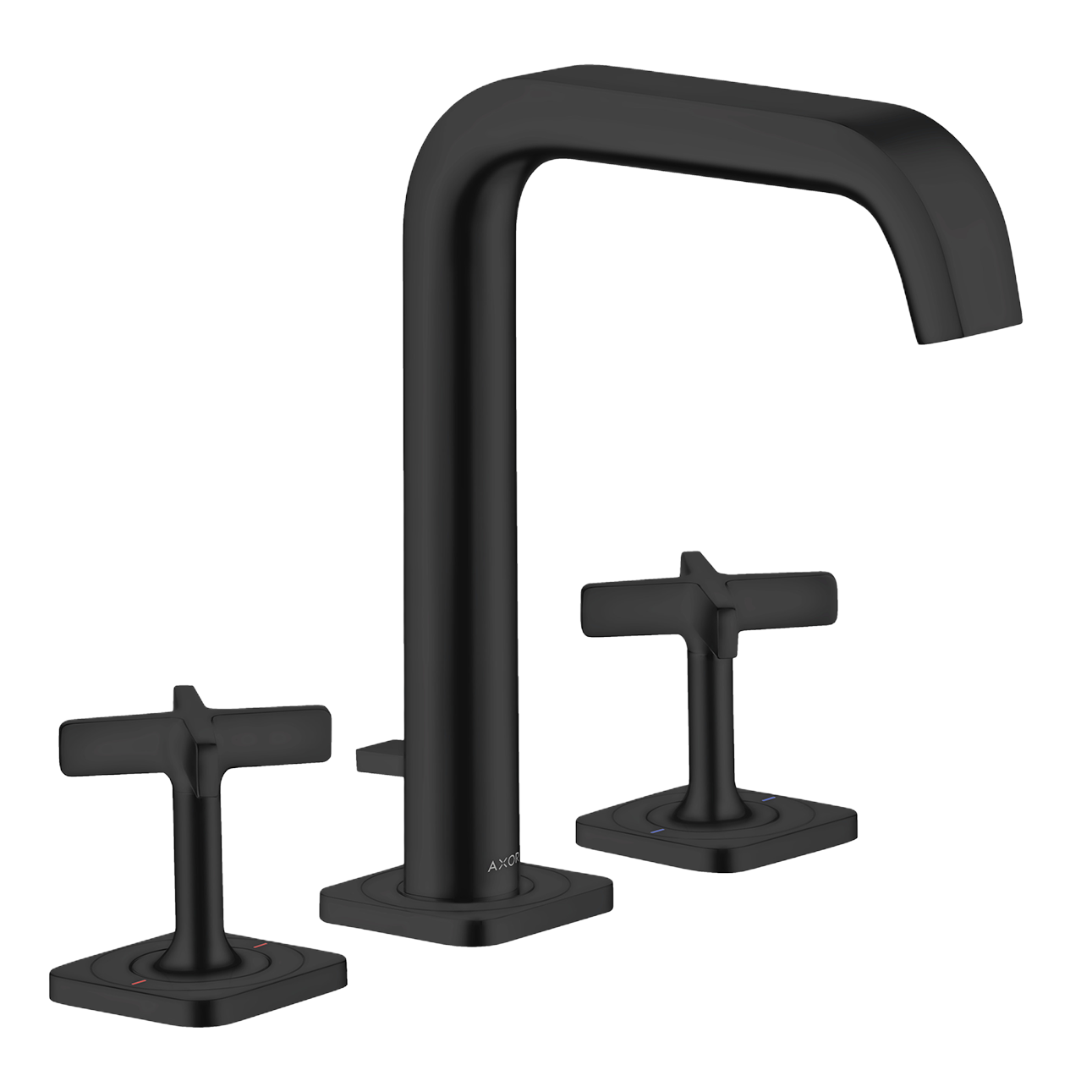 AXOR Citterio E 3-Hole Basin Mixer Faucet 170 with Escutcheons and Pop-Up Waste Set from Brandt in Matt Black finish