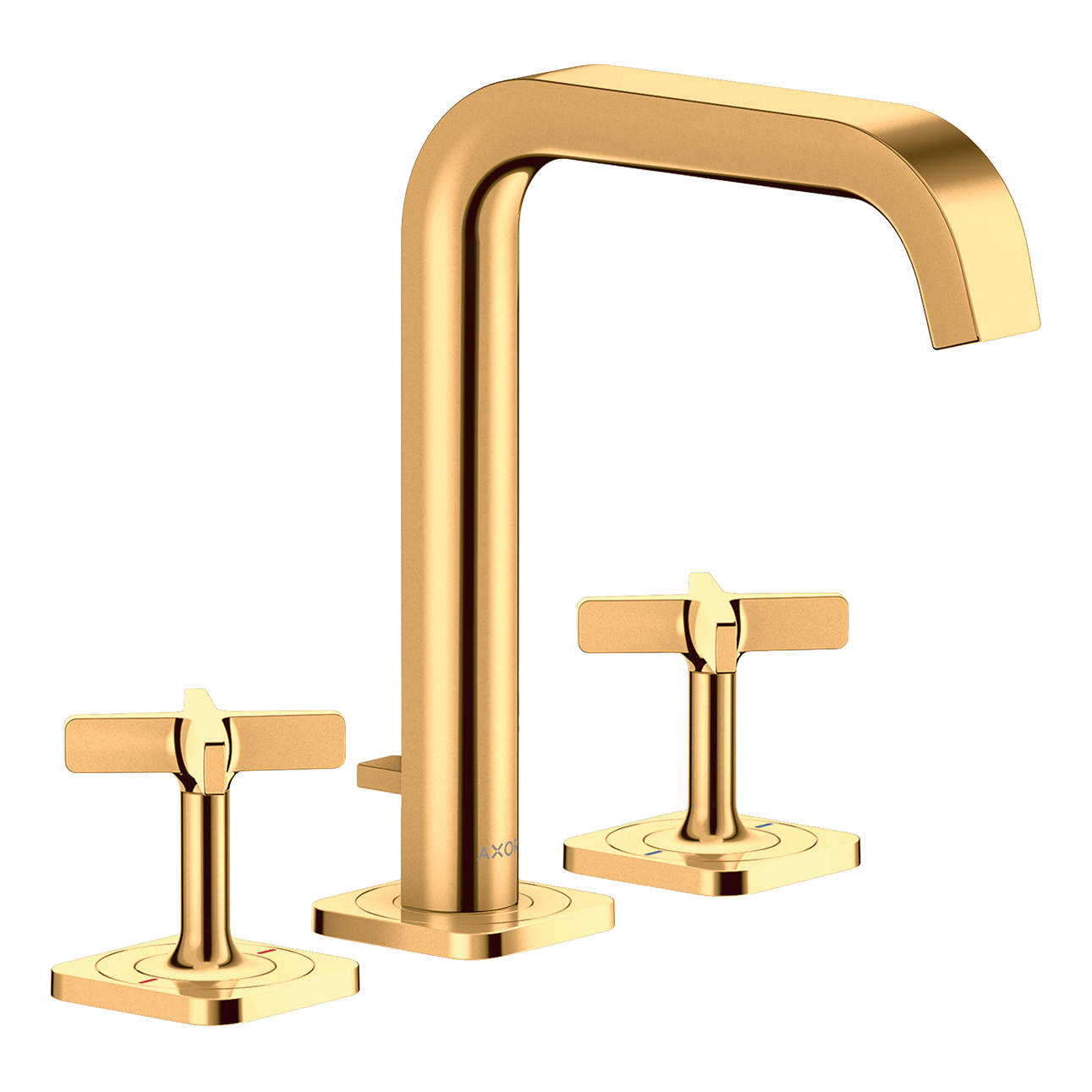 AXOR Citterio E 3-Hole Basin Mixer Faucet 170 with Escutcheons and Pop-Up Waste Set from Brandt in Polished Gold Optic finish
