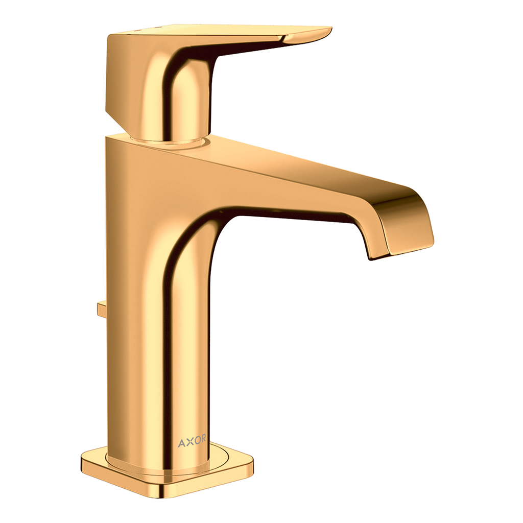 AXOR Citterio E Single Lever Handle Basin Mixer Faucet 130 with Pop-Up Waste Set from Brandt in Polished Gold Optic finish