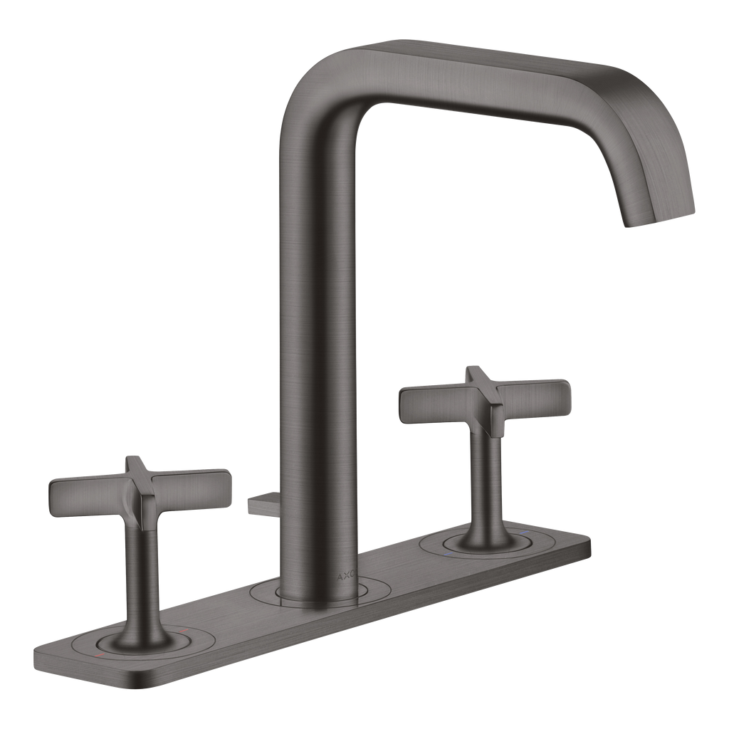 AXOR Citterio E 3-Hole Basin Mixer Faucet 170 with Plate and Pop-Up Waste Set from Brandt in Brushed Black Chrome finish