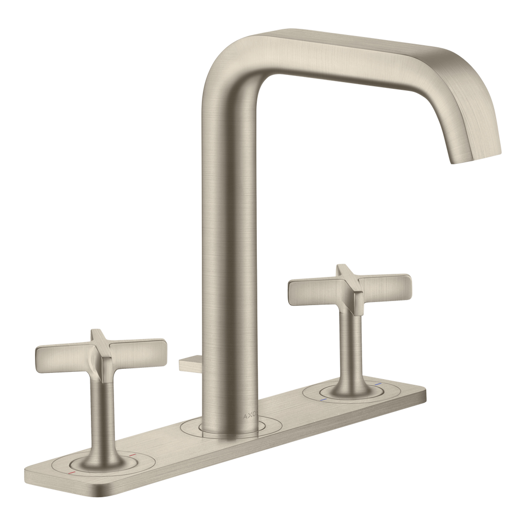 AXOR Citterio E 3-Hole Basin Mixer Faucet 170 with Plate and Pop-Up Waste Set from Brandt in Brushed Nickel finish