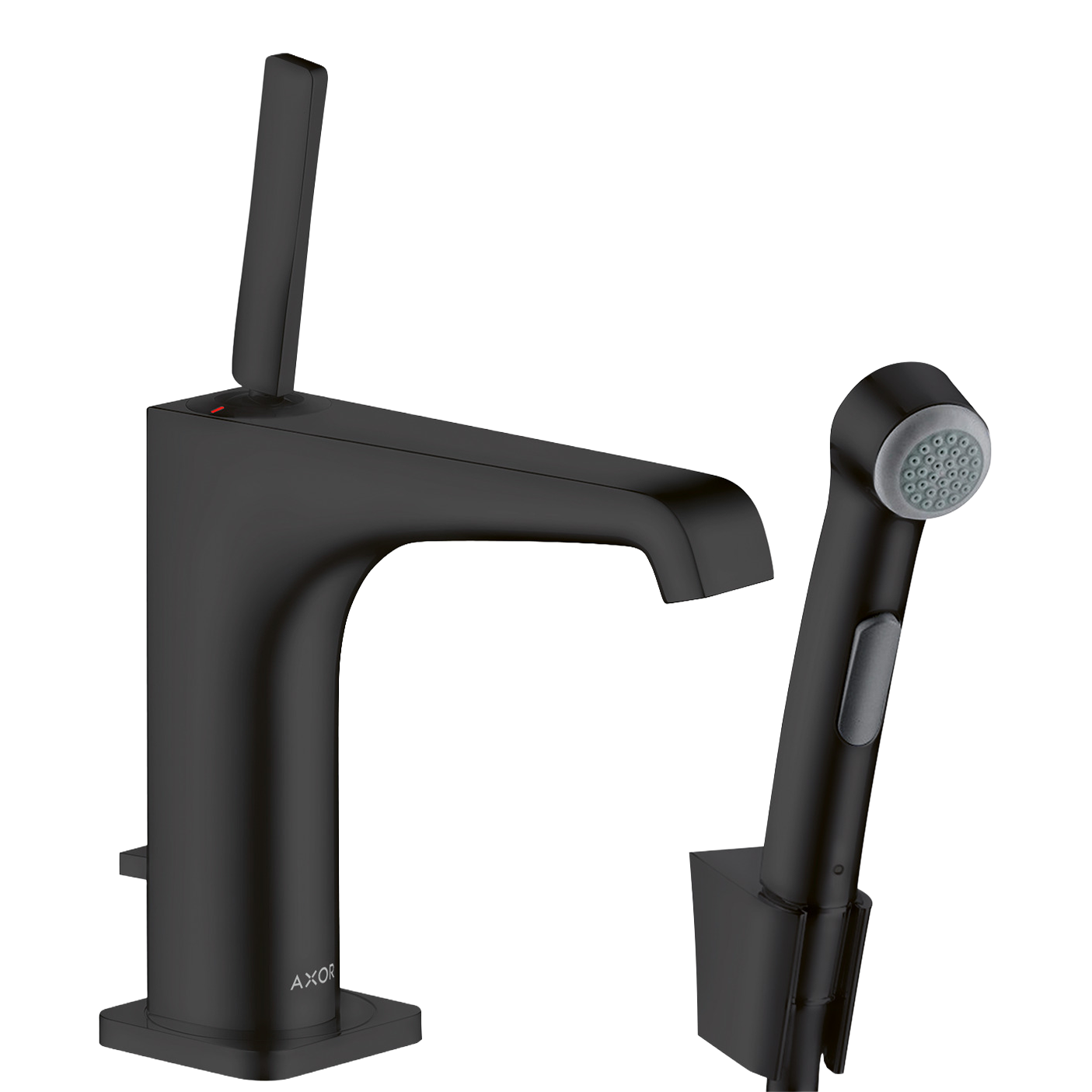 AXOR Citterio E Single Lever Handle Basin Mixer Faucet 130 with Bidette Hand Shower from Brandt in Matt Black finish