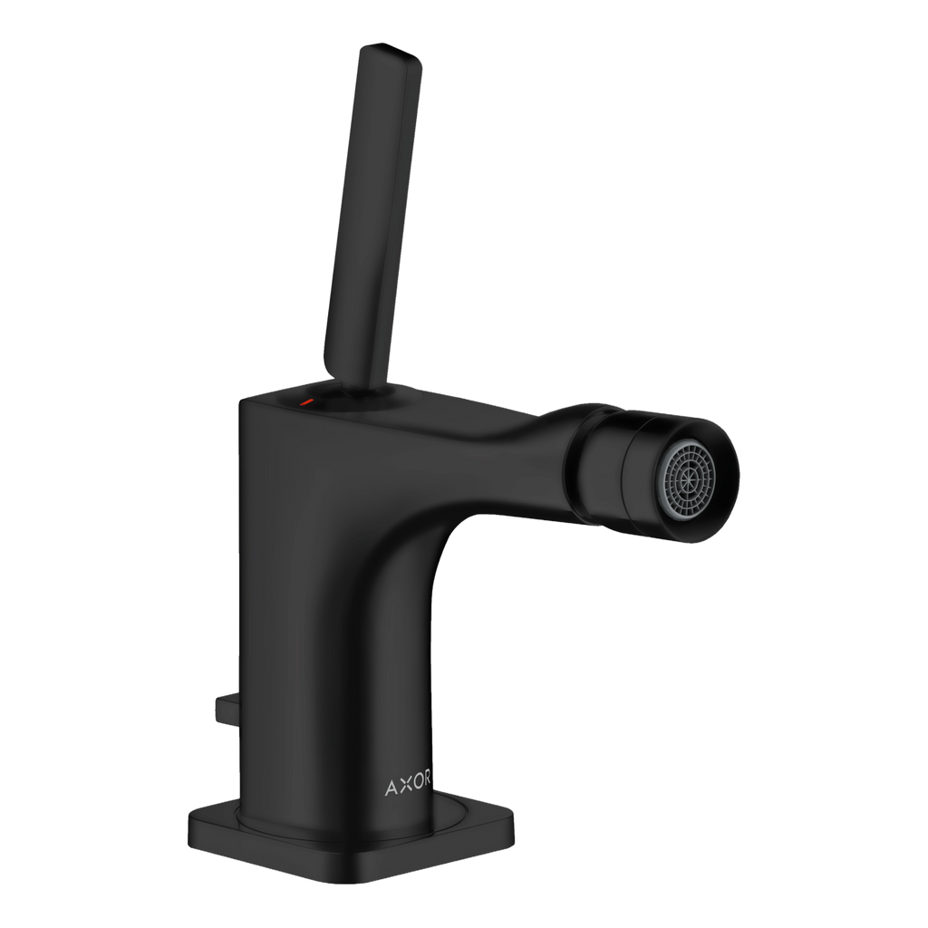 AXOR Citterio E Single Pin Handle Bidet Mixer Faucet with Pop-Up Waste Set from Brandt in Matt Black finish