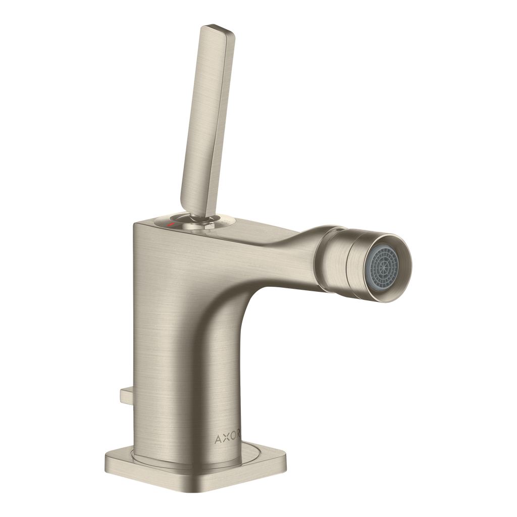 AXOR Citterio E Single Pin Handle Bidet Mixer Faucet with Pop-Up Waste Set from Brandt in Brushed Nickel finish