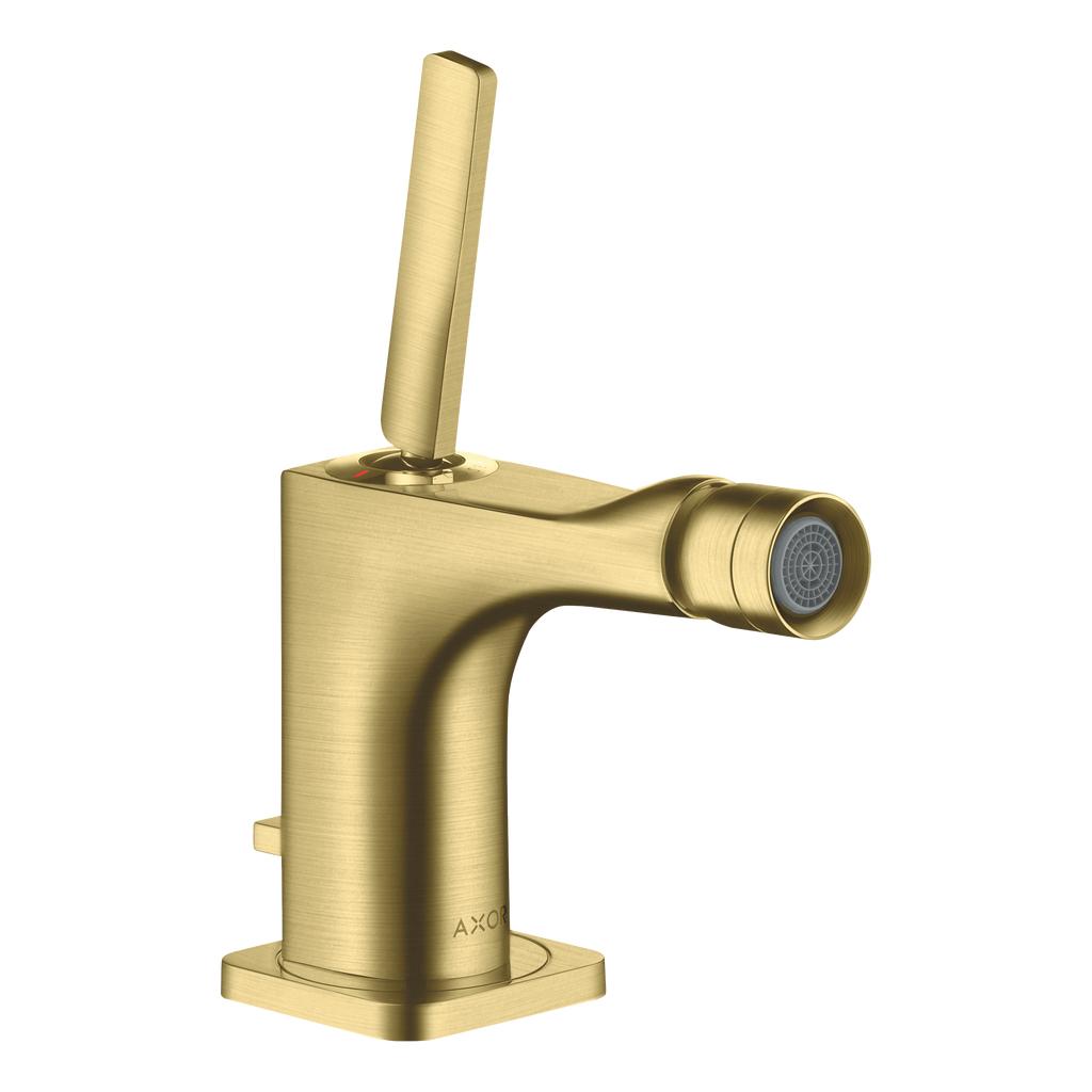 AXOR Citterio E Single Pin Handle Bidet Mixer Faucet with Pop-Up Waste Set from Brandt in Brushed Brass finish