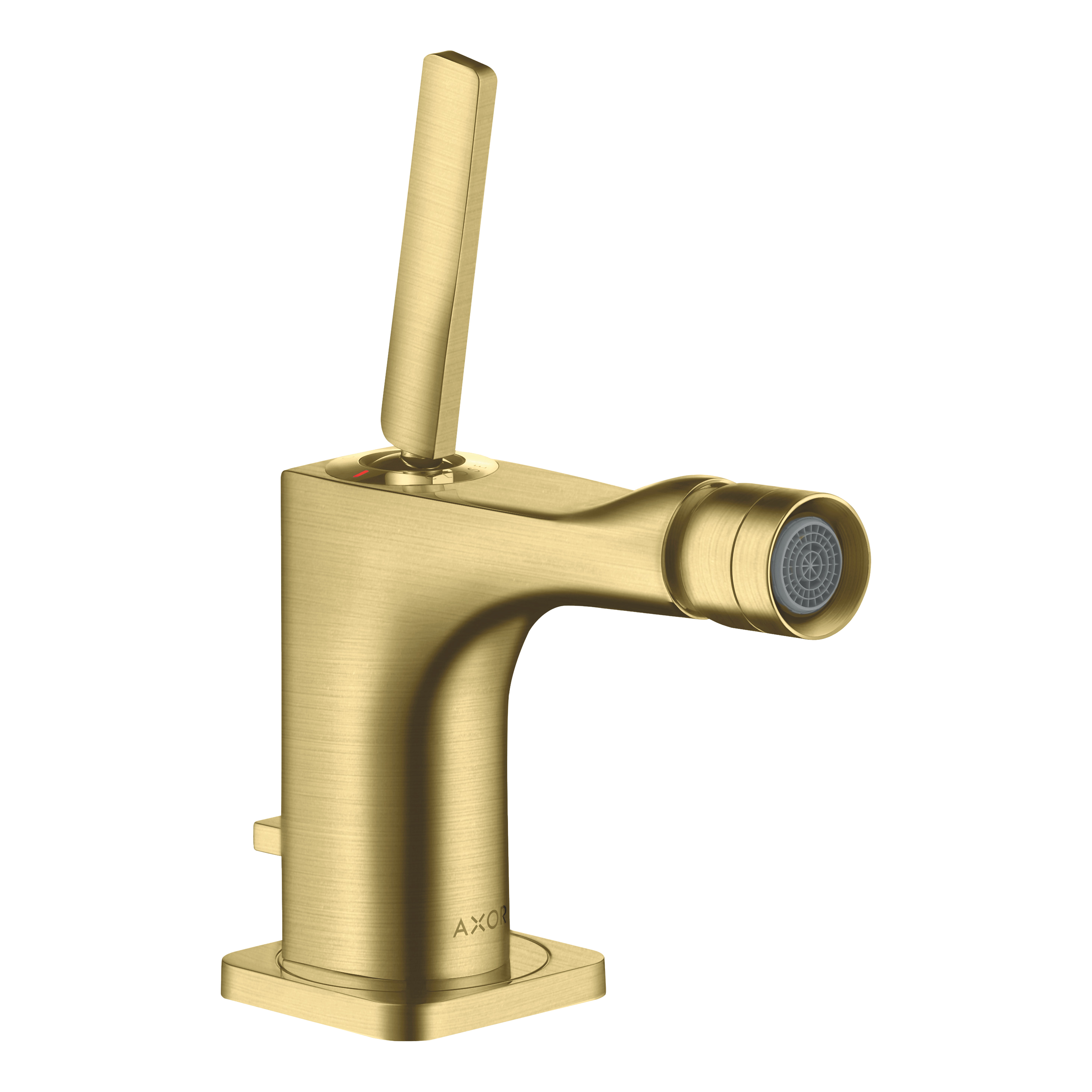 AXOR Citterio E Single Pin Handle Bidet Mixer Faucet with Pop-Up Waste Set from Brandt in Brushed Brass finish