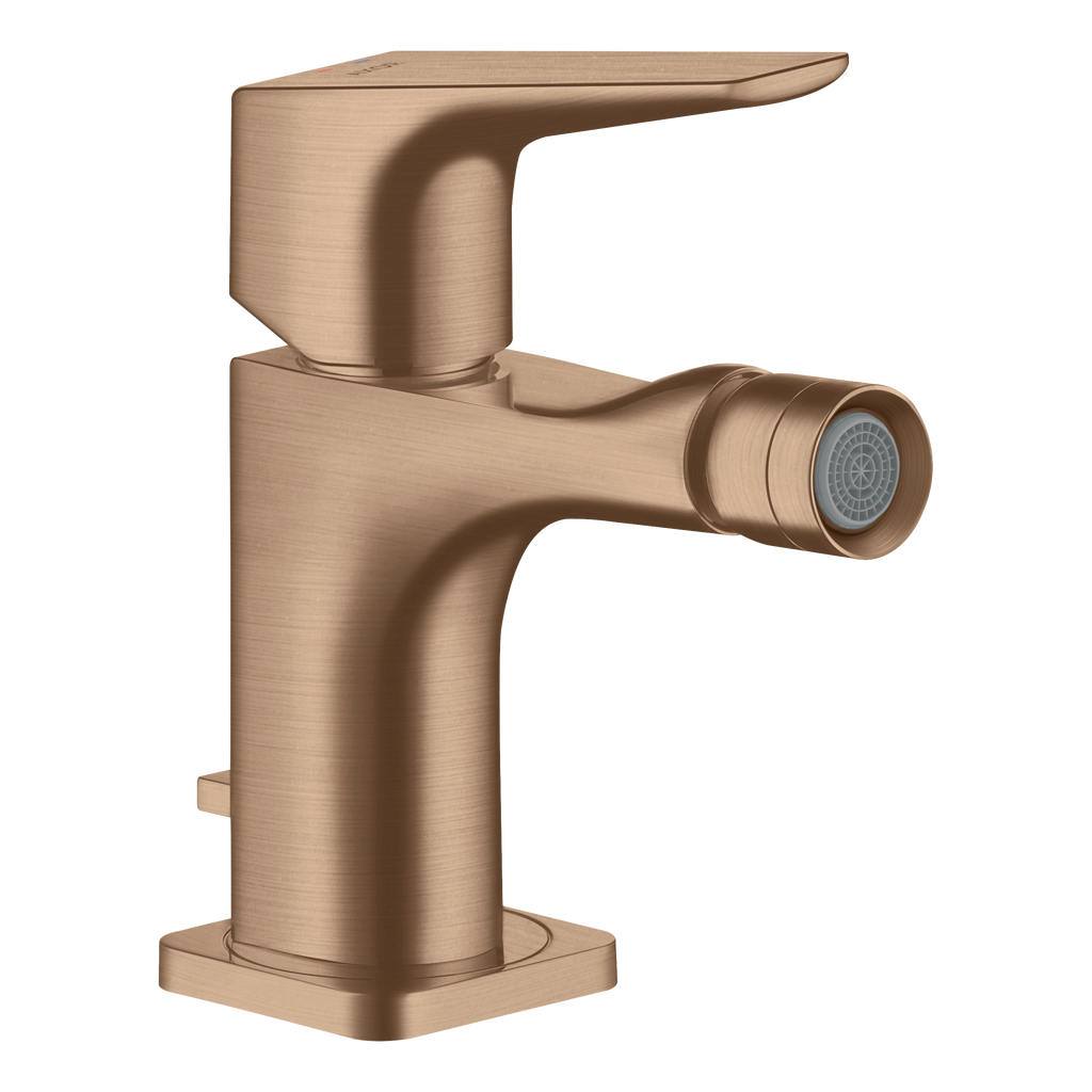 AXOR Citterio E Single Lever Handle Bidet Mixer Faucet with Lever Handle and Pop-Up Waste Set from Brandt in Brushed Red Gold finish