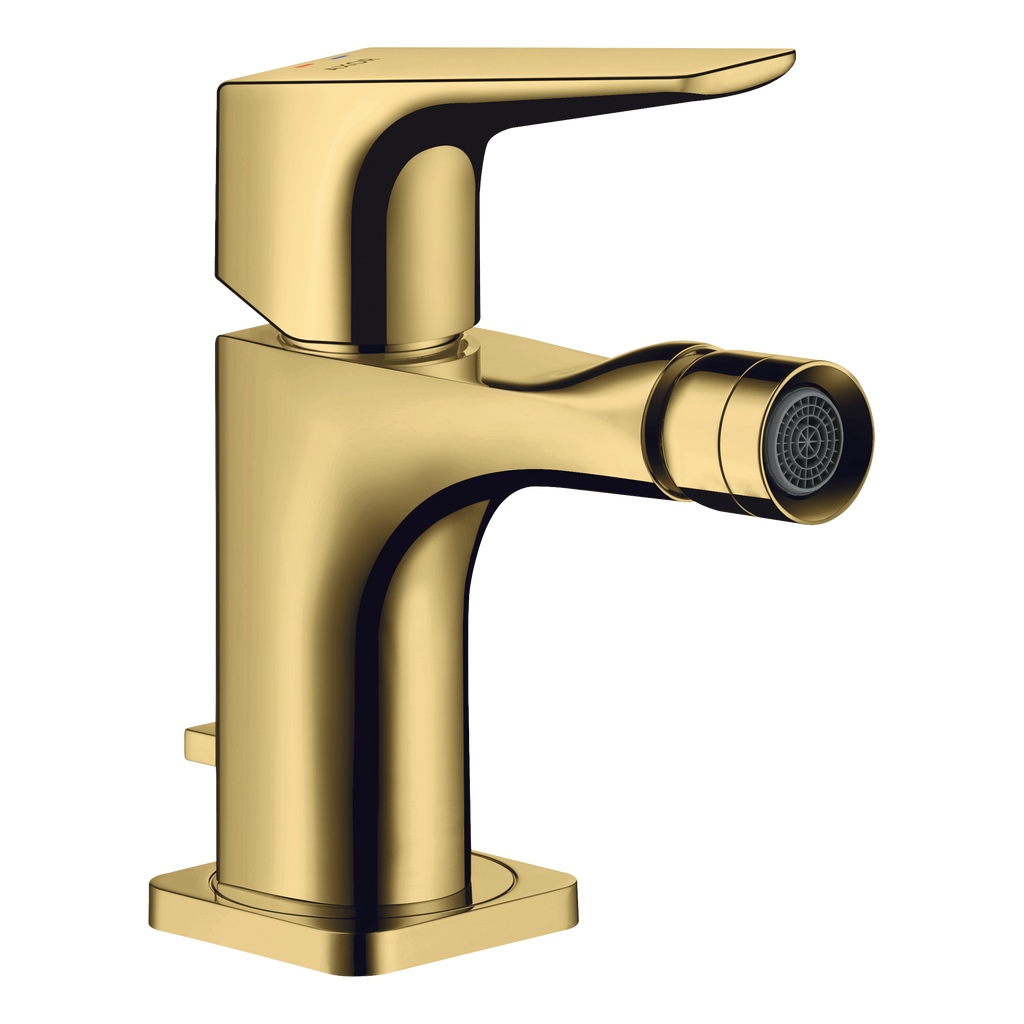 AXOR Citterio E Single Lever Handle Bidet Mixer Faucet with Lever Handle and Pop-Up Waste Set from Brandt in Polished Gold Optic finish