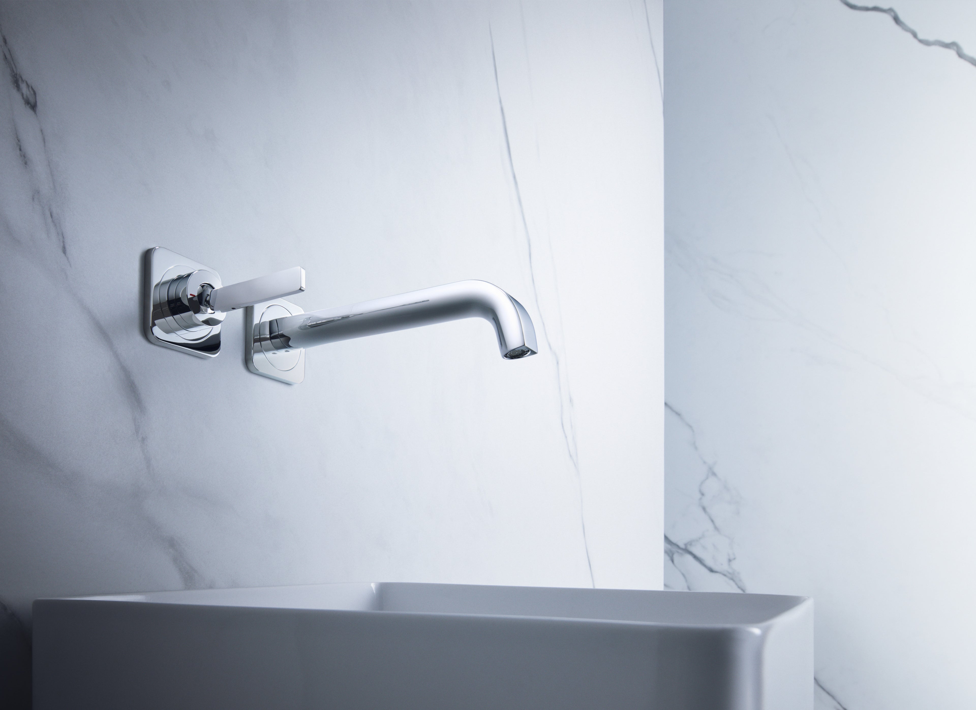 AXOR Citterio E Single Pin Handle 2-Hole Concealed Basin Mixer Faucet with 221 mm Spout and Escutcheons from Brandt in Chrome finish