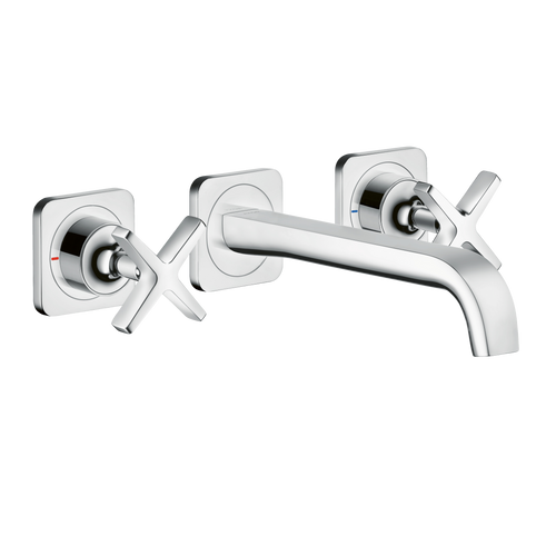 AXOR Citterio E 3-Hole Concealed Basin Mixer Faucet with 220 mm Spout and Escutcheons from Brandt in Chrome finish