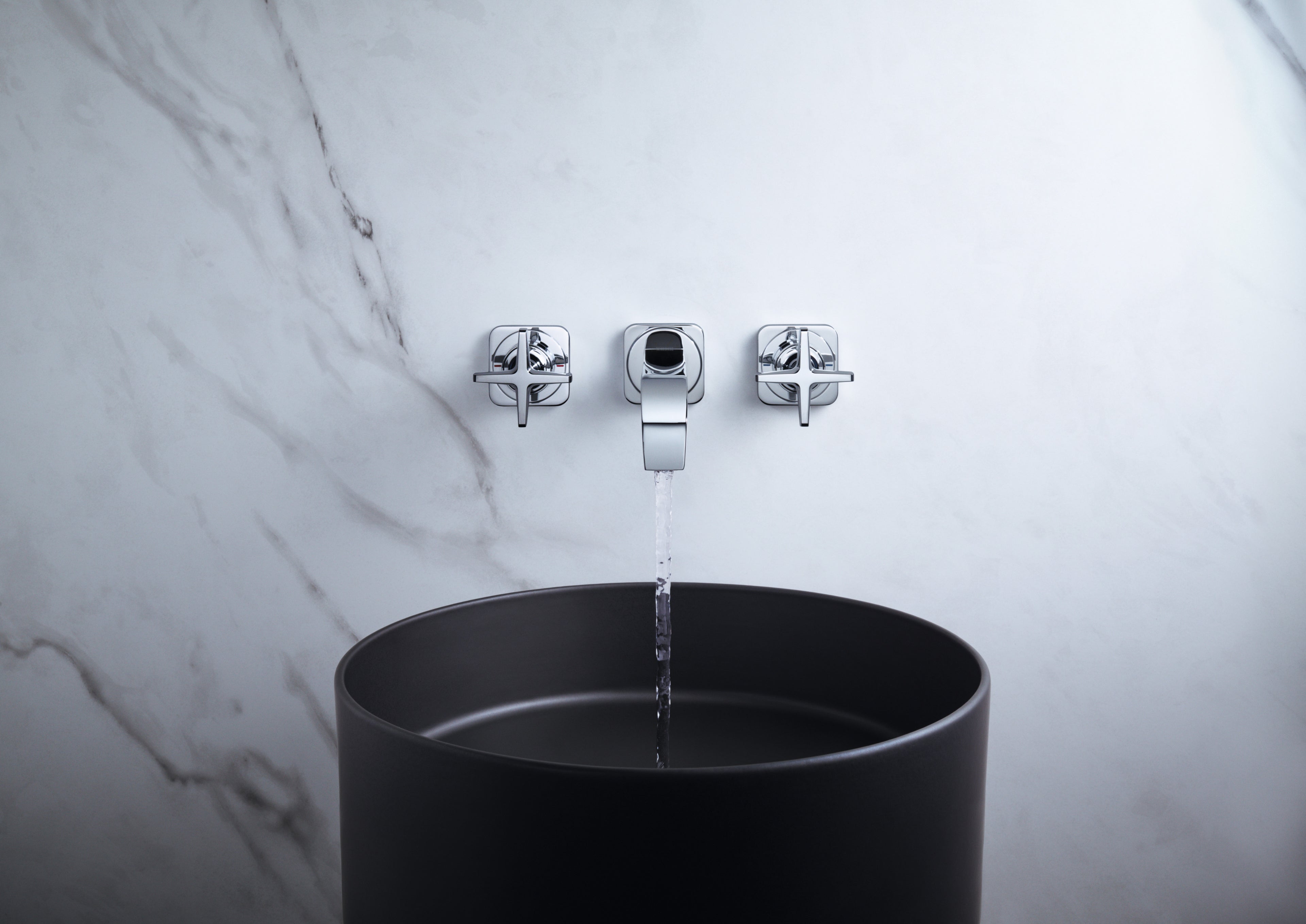 AXOR Citterio E 3-Hole Concealed Basin Mixer Faucet with 220 mm Spout and Escutcheons from Brandt in Chrome finish