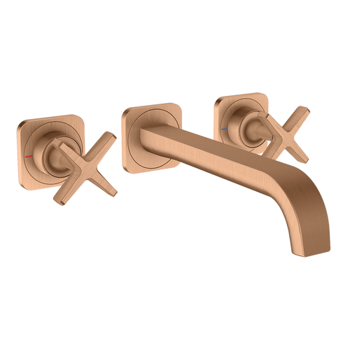 AXOR Citterio E 3-Hole Concealed Basin Mixer Faucet with 220 mm Spout and Escutcheons from Brandt in Brushed Bronze finish