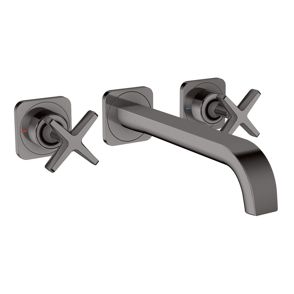 AXOR Citterio E 3-Hole Concealed Basin Mixer Faucet with 220 mm Spout and Escutcheons from Brandt in Polished Black Chrome finish