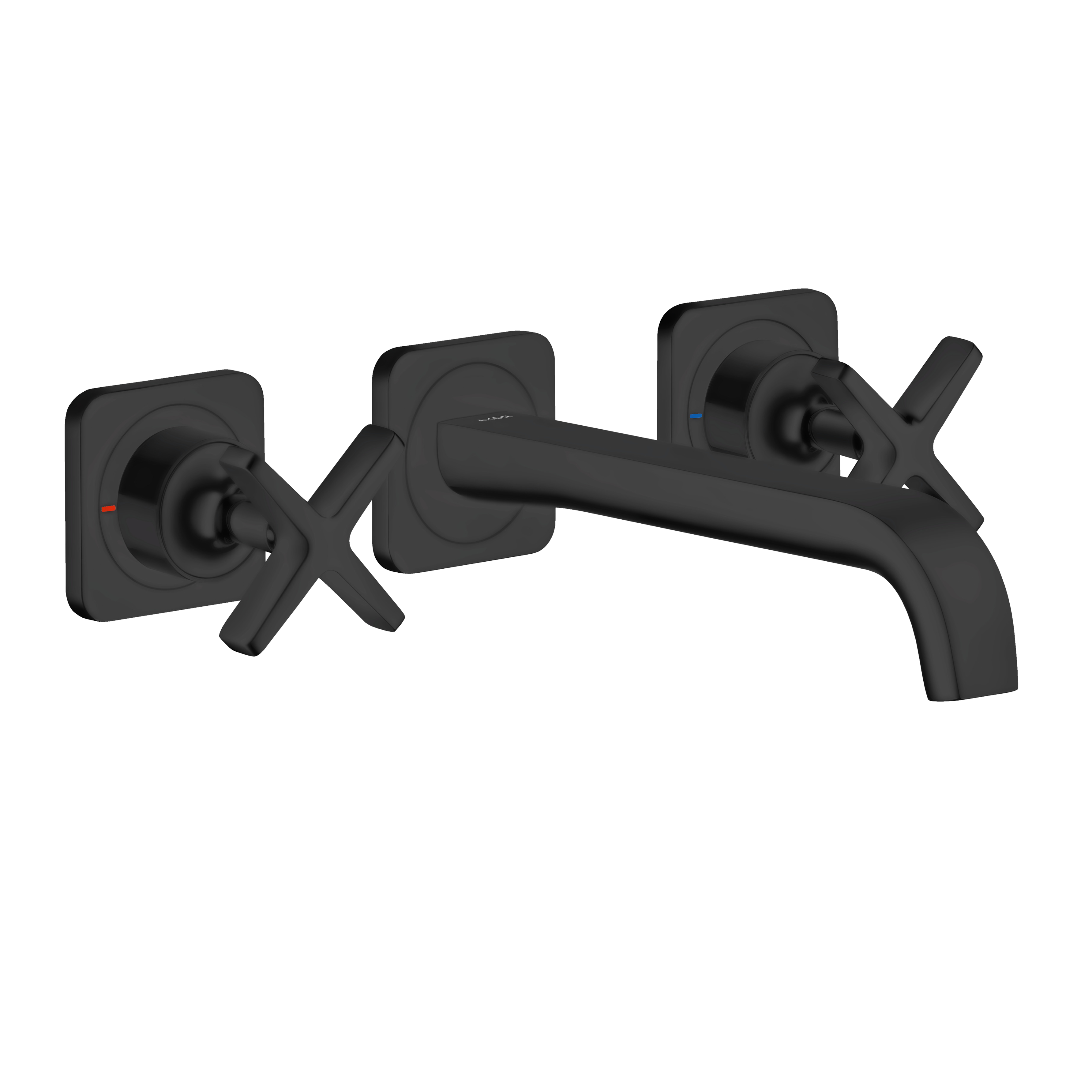 AXOR Citterio E 3-Hole Concealed Basin Mixer Faucet with 220 mm Spout and Escutcheons from Brandt in Matt Black finish