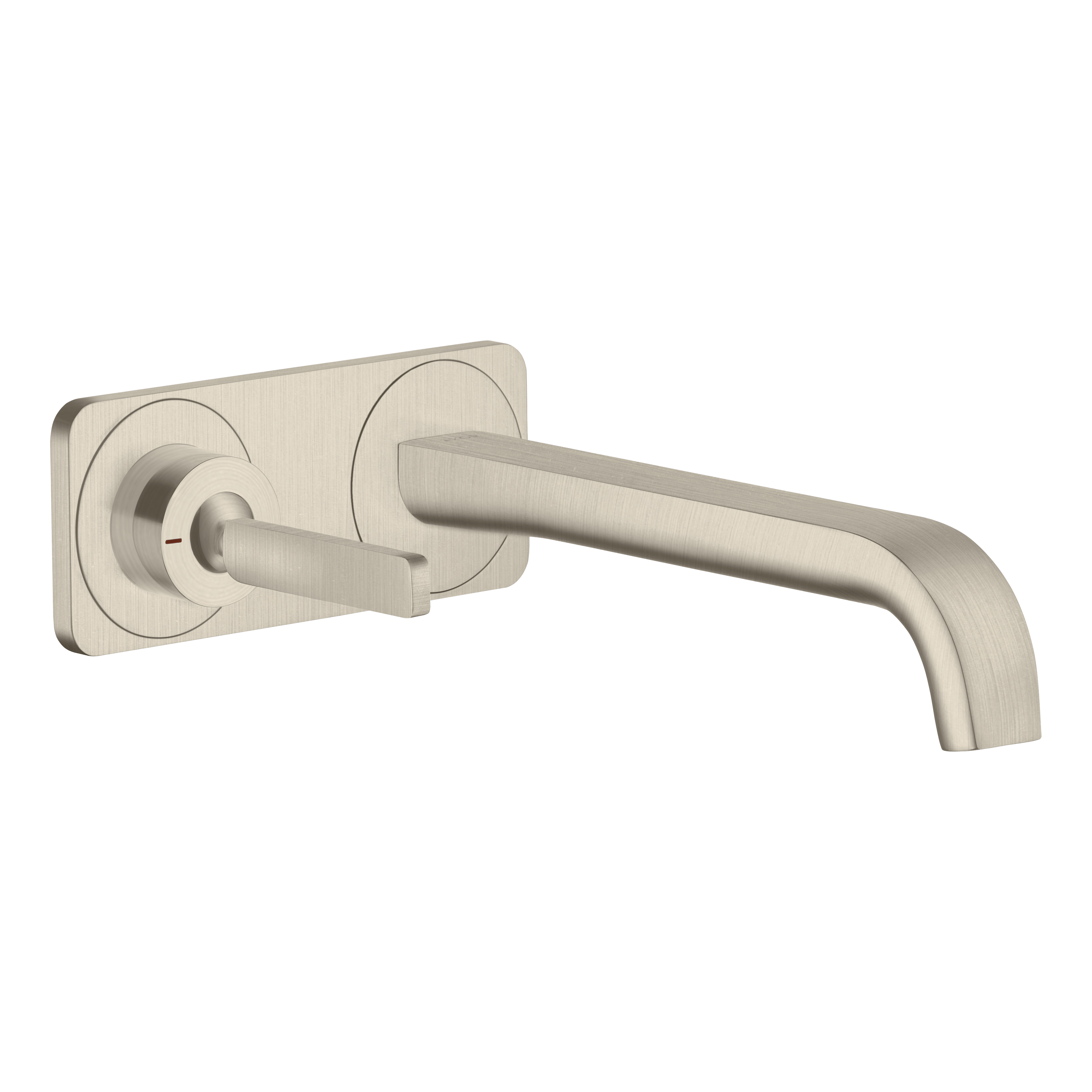 AXOR Citterio E Single Lever Handle 2-Hole Concealed Basin Mixer Faucet with 221 mm Spout and Plate from Brandt in Brushed Nickel finish