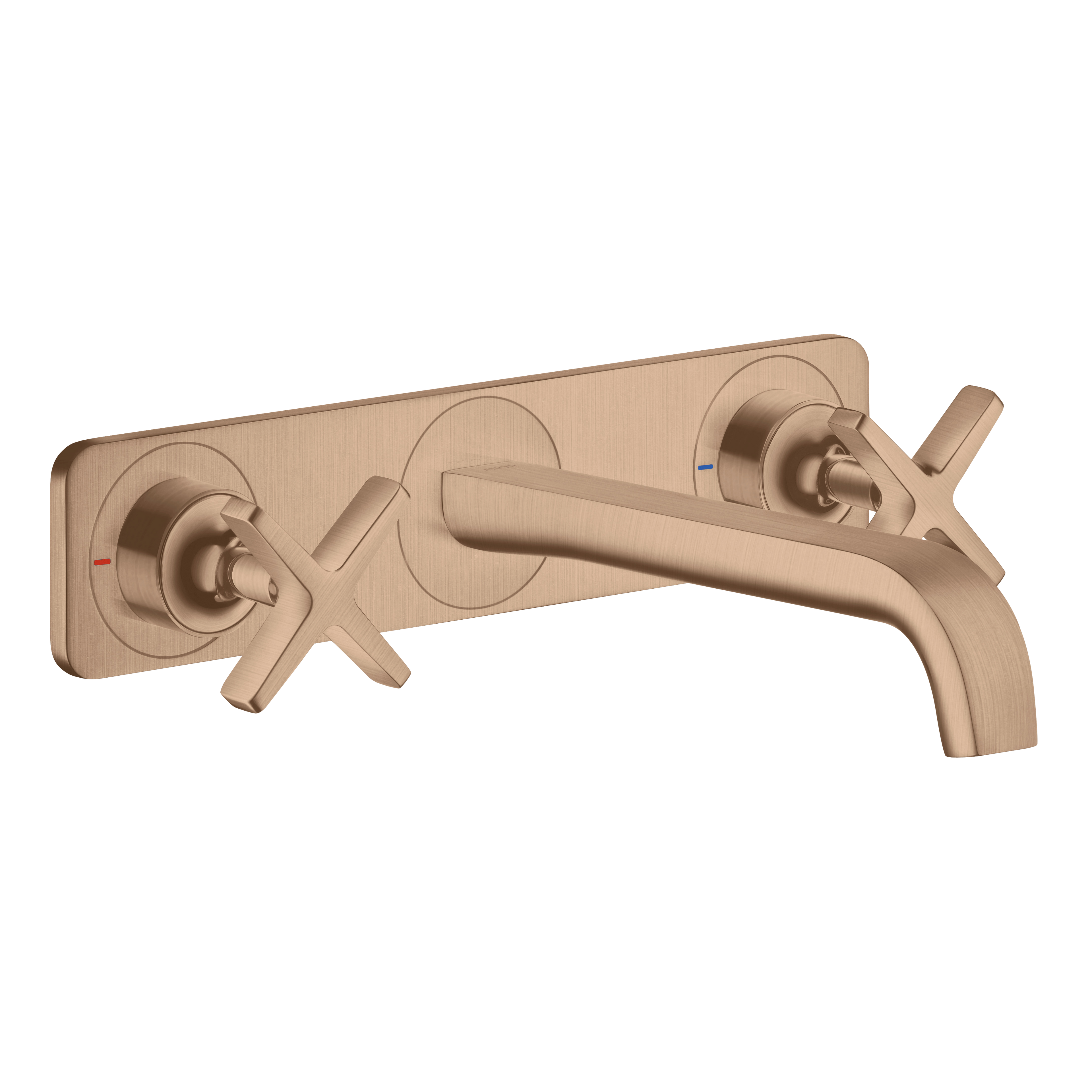 AXOR Citterio E 3-Hole Concealed Basin Mixer Faucet with 220 mm Spout and Plate from Brandt in Brushed Red Gold finish