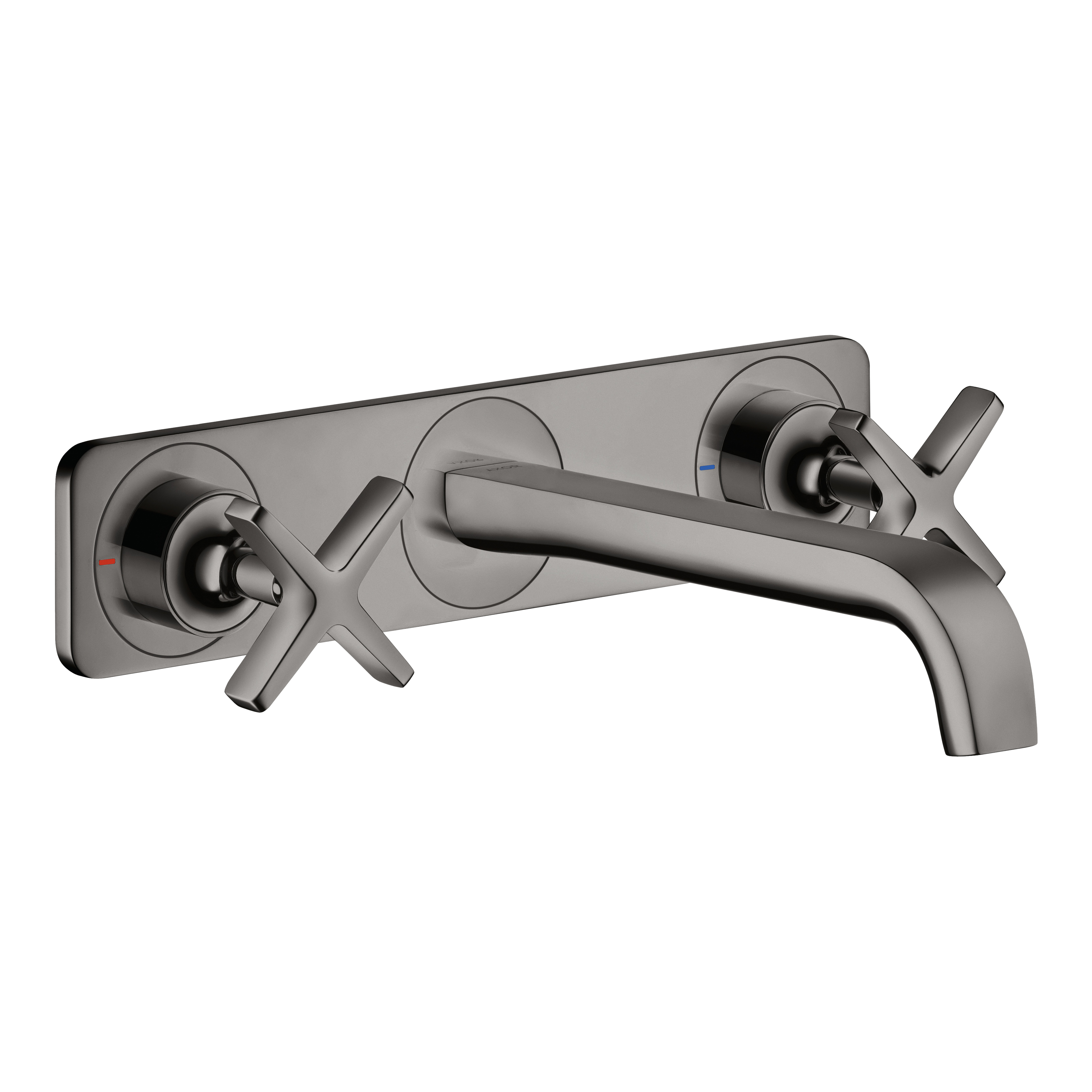 AXOR Citterio E 3-Hole Concealed Basin Mixer Faucet with 220 mm Spout and Plate from Brandt in Polished Black Chrome finish