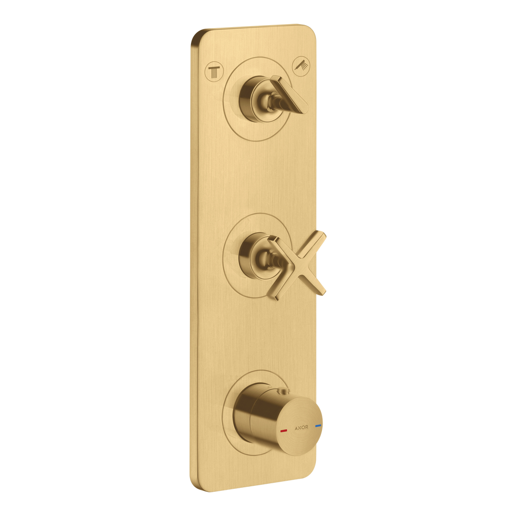 AXOR Citterio E Concealed Shower Thermostat Module 380/120 with 2 Outlets and Plate from Brandt in Brushed Gold Optic finish
