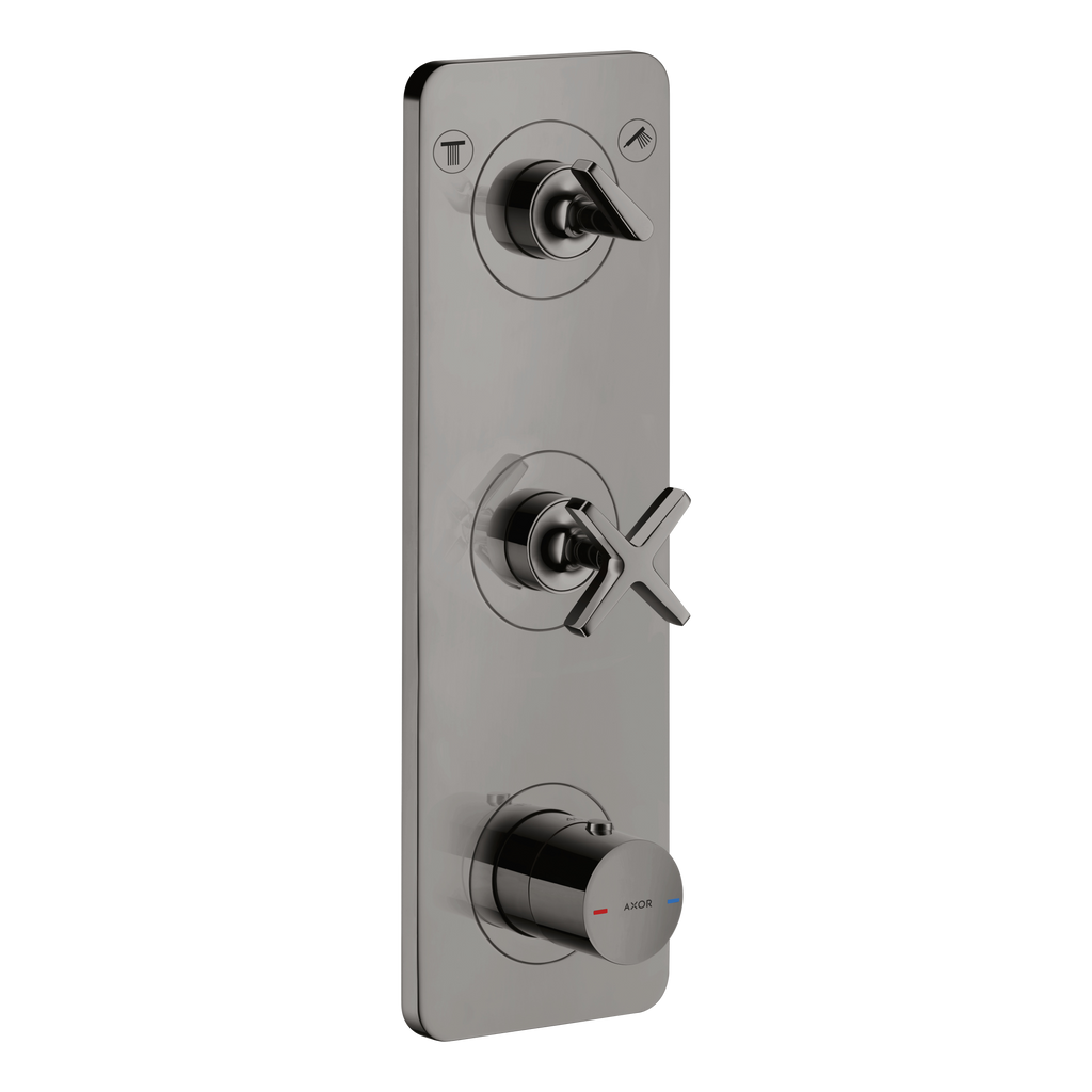AXOR Citterio E Concealed Shower Thermostat Module 380/120 with 2 Outlets and Plate from Brandt in Polished Black Chrome finish