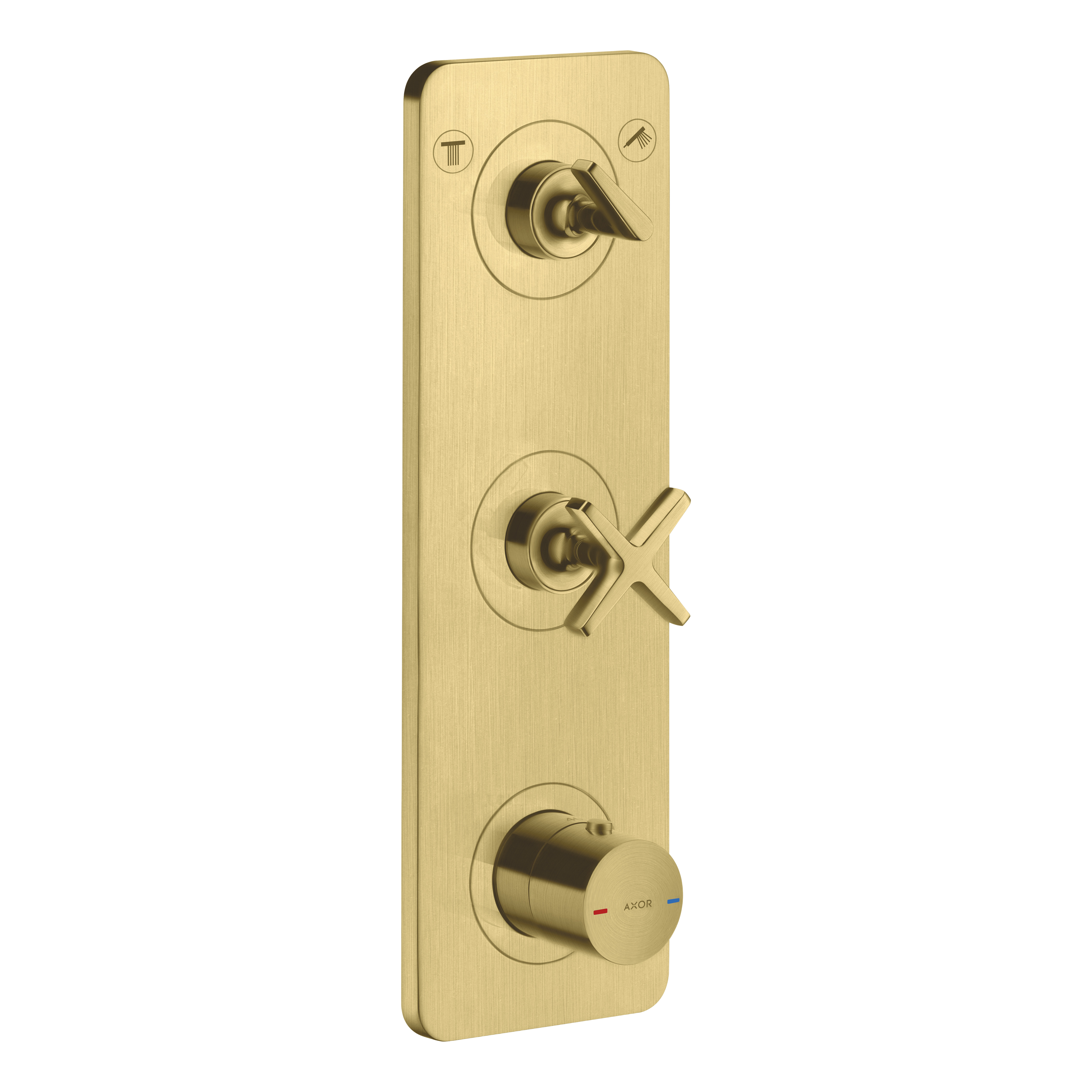 AXOR Citterio E Concealed Shower Thermostat Module 380/120 with 2 Outlets and Plate from Brandt in Brushed Brass finish