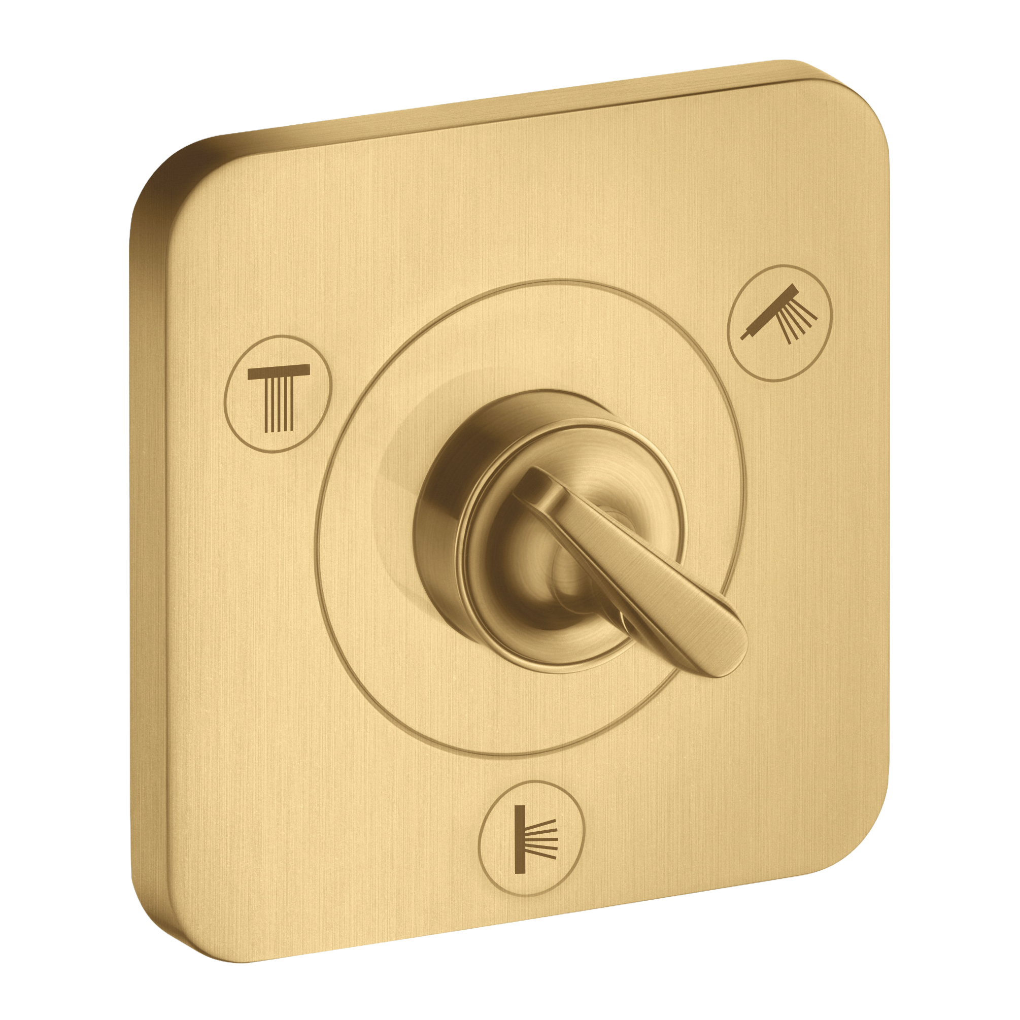 AXOR Citterio E Trio Quattro Concealed Shut-Off Diverter Valve 120/120 from Brandt in Brushed Gold Optic finish