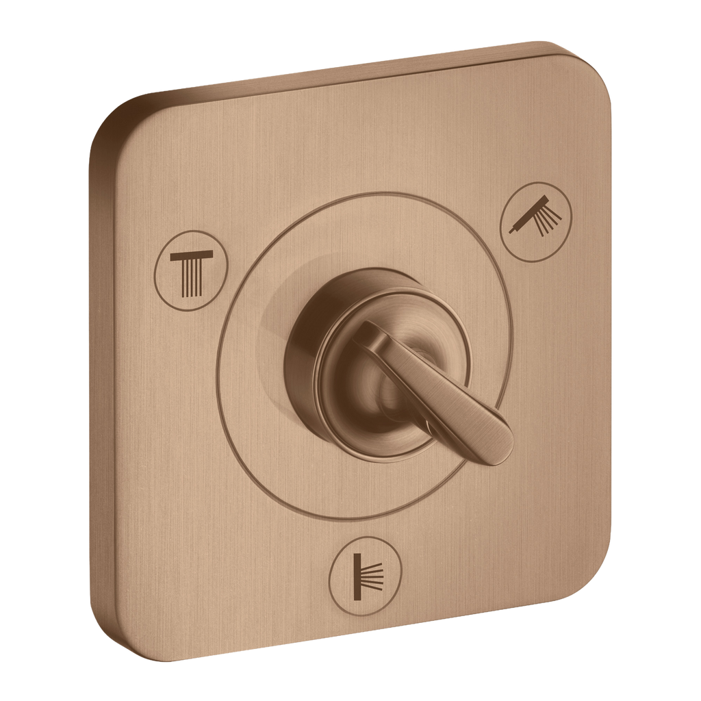AXOR Citterio E Trio Quattro Concealed Shut-Off Diverter Valve 120/120 from Brandt in Brushed Red Gold finish