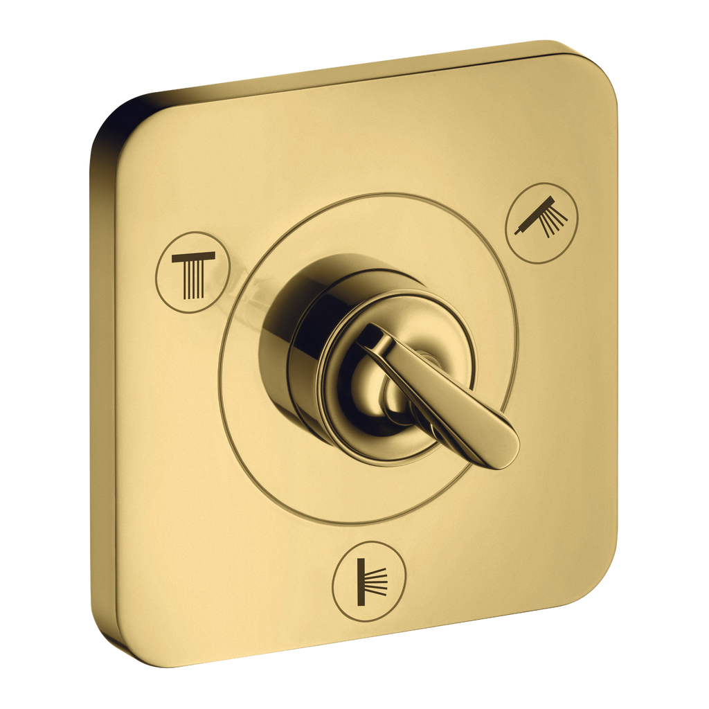 AXOR Citterio E Trio Quattro Concealed Shut-Off Diverter Valve 120/120 from Brandt in Polished Gold Optic finish