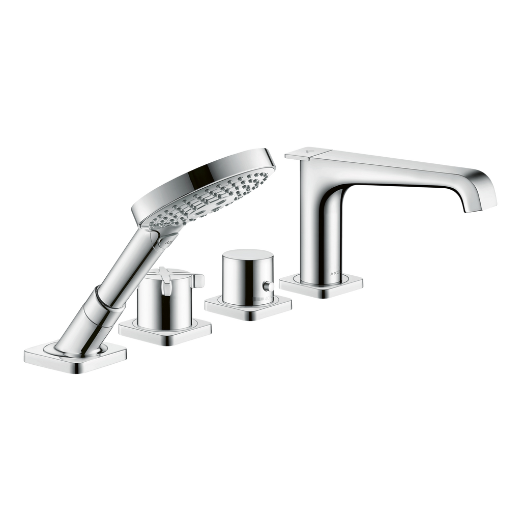 AXOR Citterio E 4-Hole Tile-Mounted Thermostatic Bath & Shower Mixer Faucet from Brandt in Chrome finish