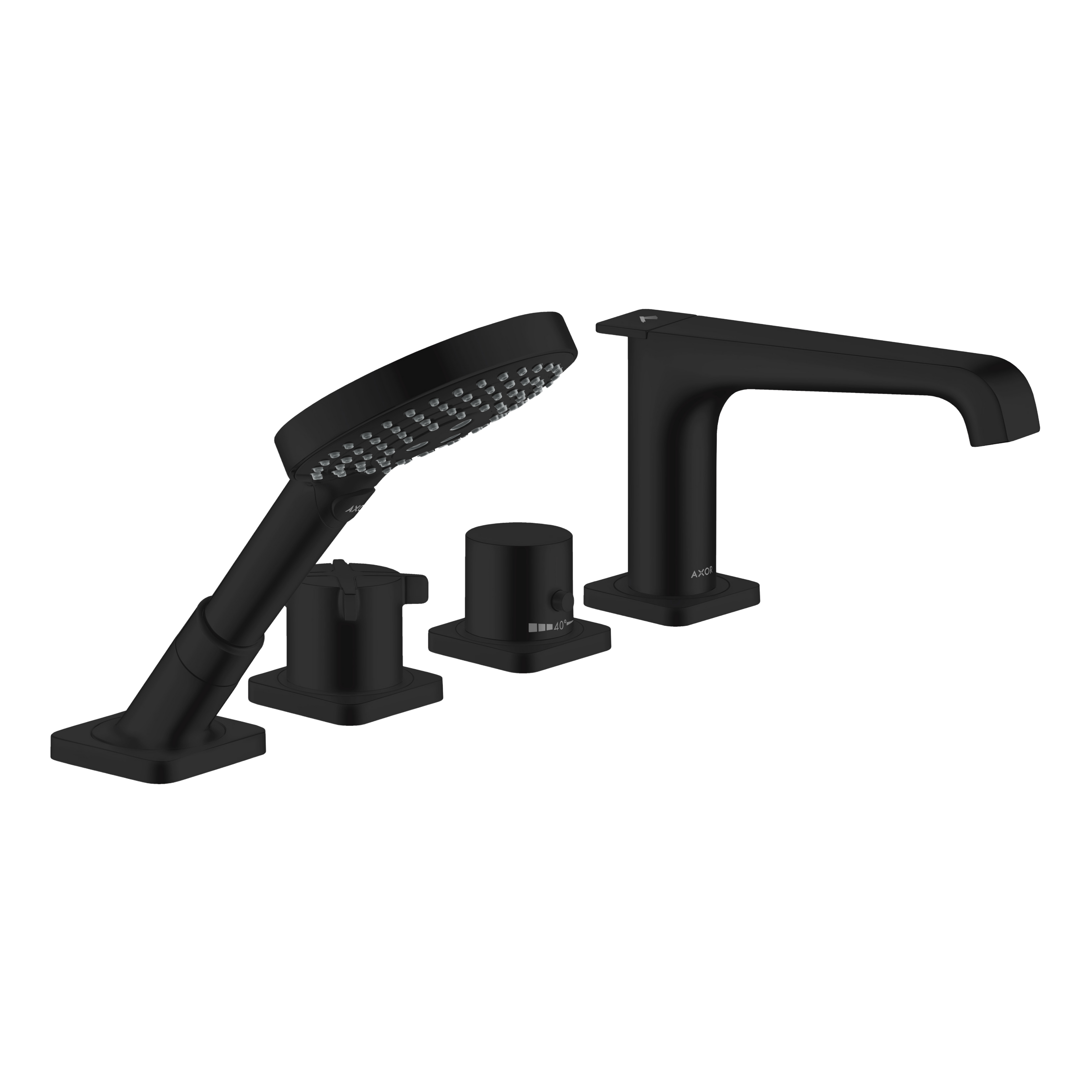 AXOR Citterio E 4-Hole Tile-Mounted Thermostatic Bath & Shower Mixer Faucet from Brandt in Matt Black finish