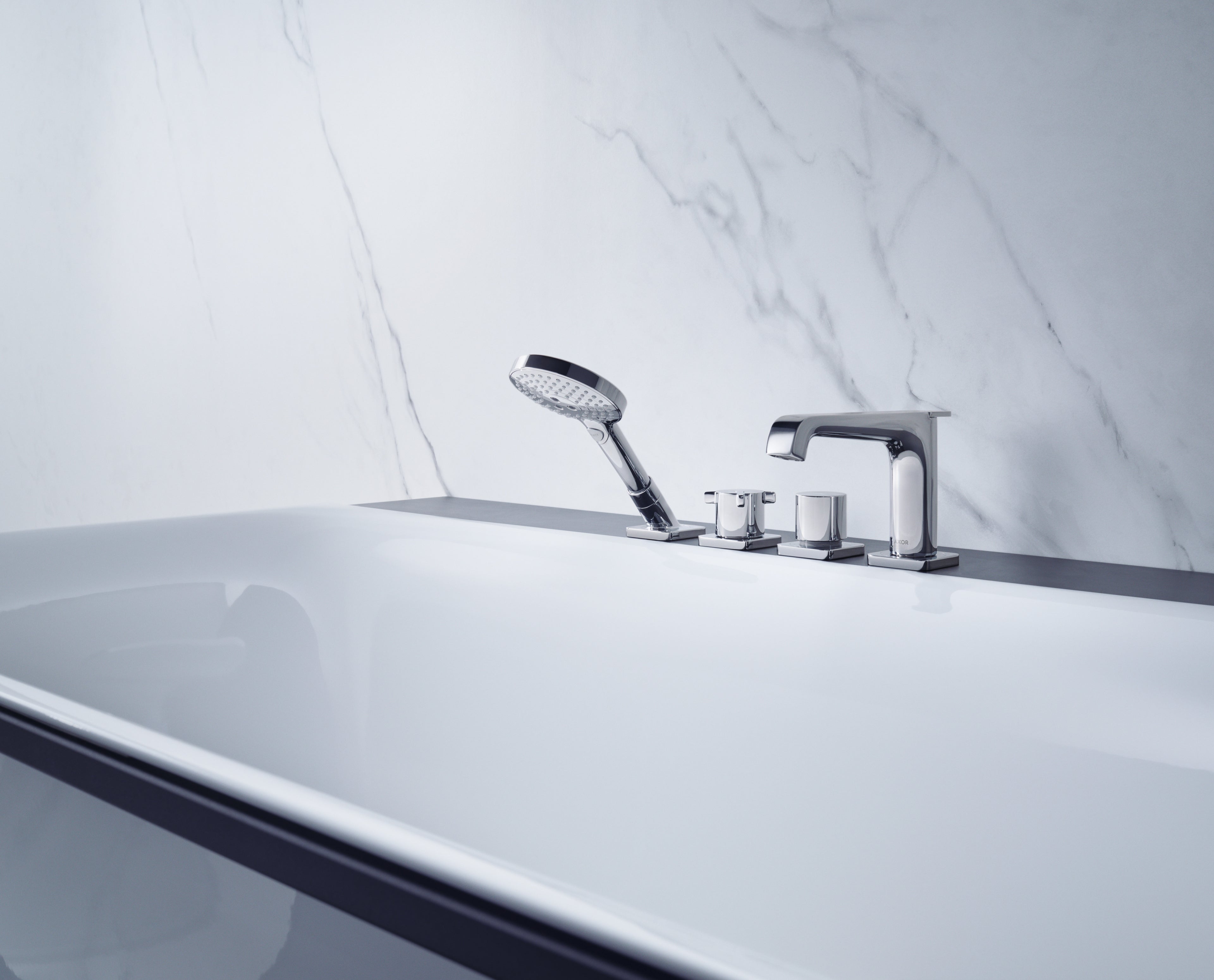 AXOR Citterio E 4-Hole Rim-Mounted Bath & Shower Mixer Faucet from Brandt in Chrome finish