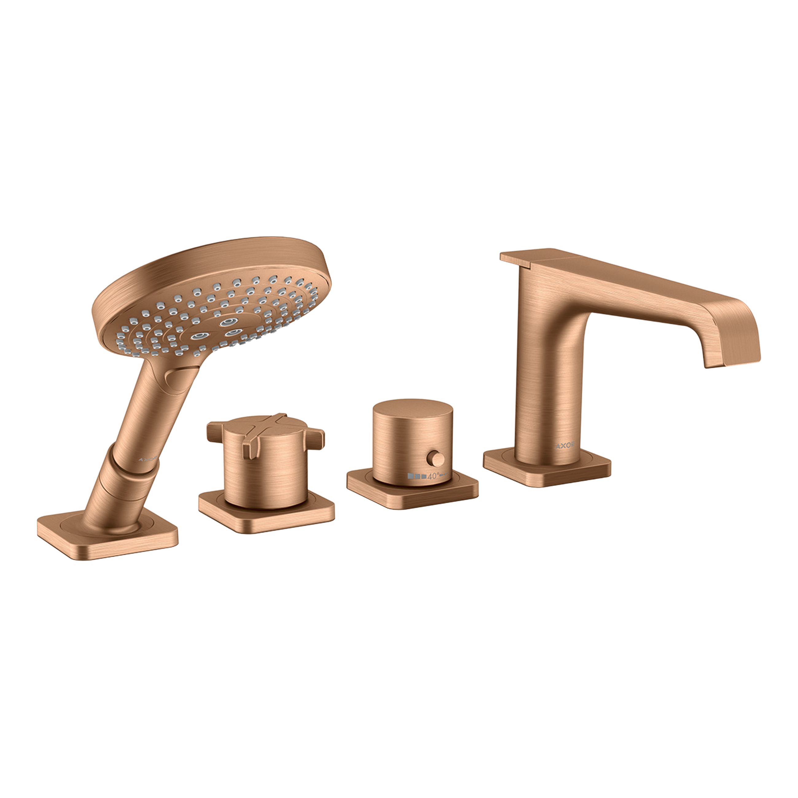 AXOR Citterio E 4-Hole Rim-Mounted Bath & Shower Mixer Faucet from Brandt in Brushed Bronze finish