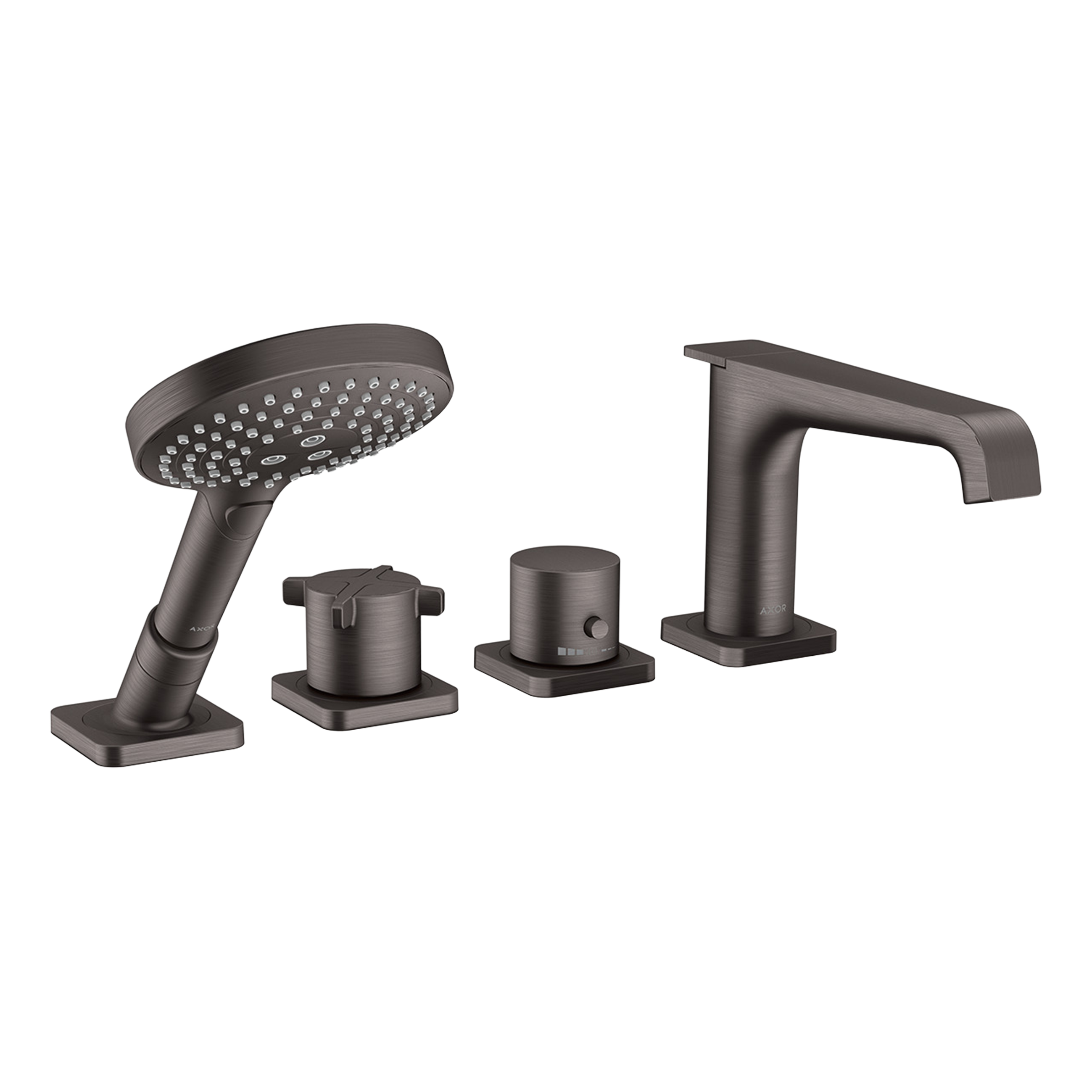 AXOR Citterio E 4-Hole Rim-Mounted Bath & Shower Mixer Faucet from Brandt in Brushed Black Chrome finish
