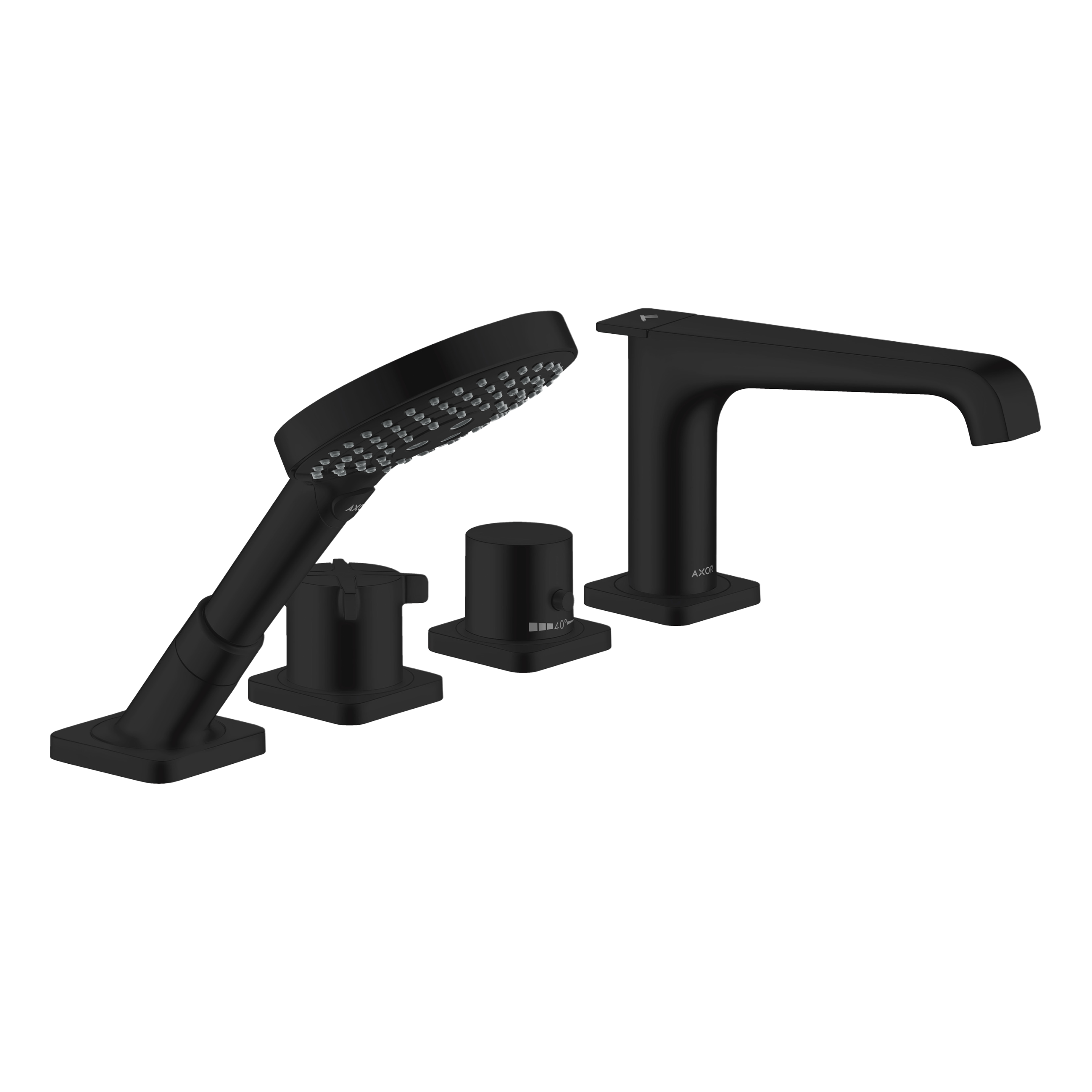 AXOR Citterio E 4-Hole Rim-Mounted Bath & Shower Mixer Faucet from Brandt in Matt Black finish