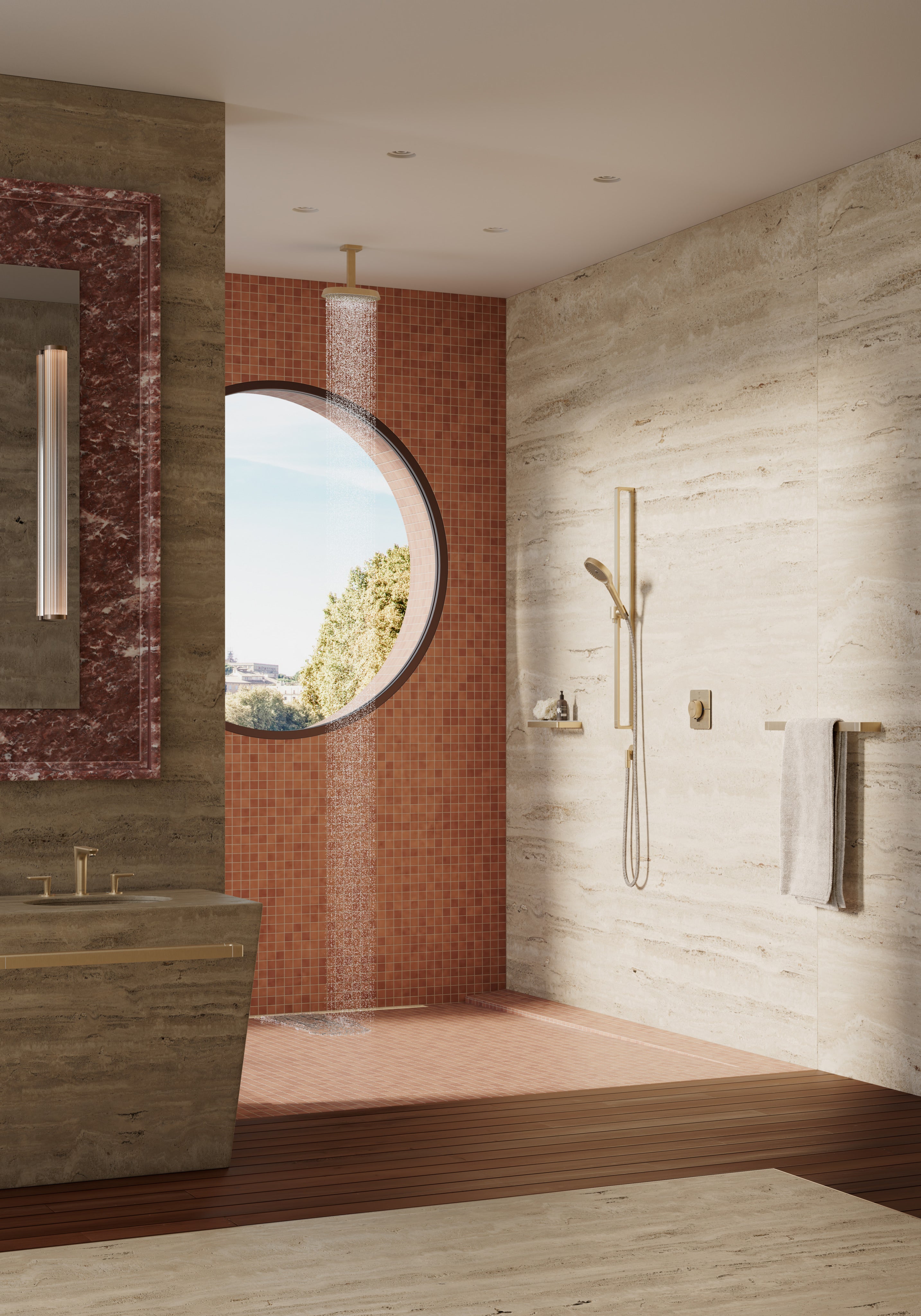 AXOR Citterio E Shower Bar 90 cm with 1,6 m Shower Hose from Brandt in Brushed Bronze finish