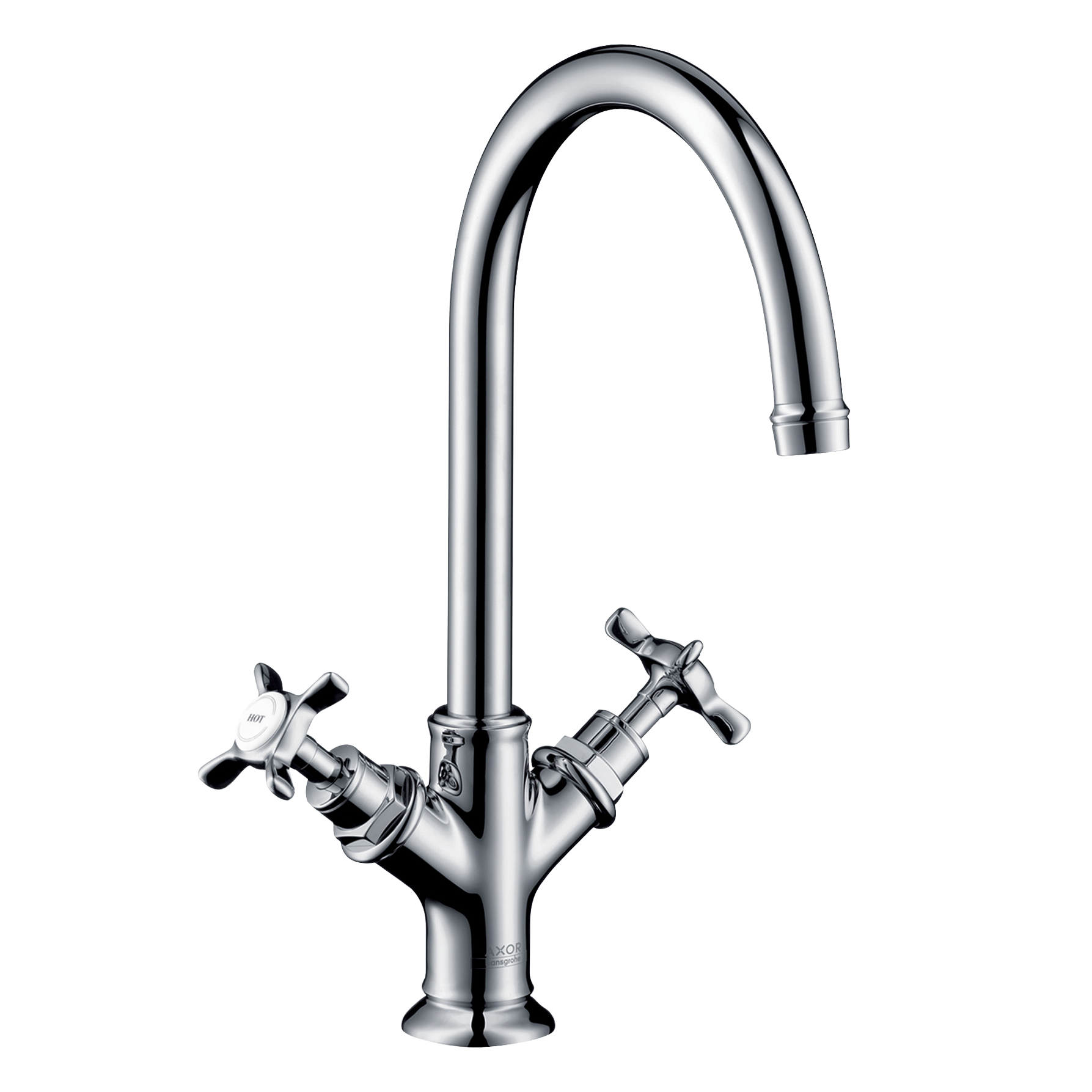 AXOR Montreux 2-Handle Basin Mixer Faucet 210 with Cross Handles, Swivel Spout and Open Waste Set from Brandt in Chrome finish
