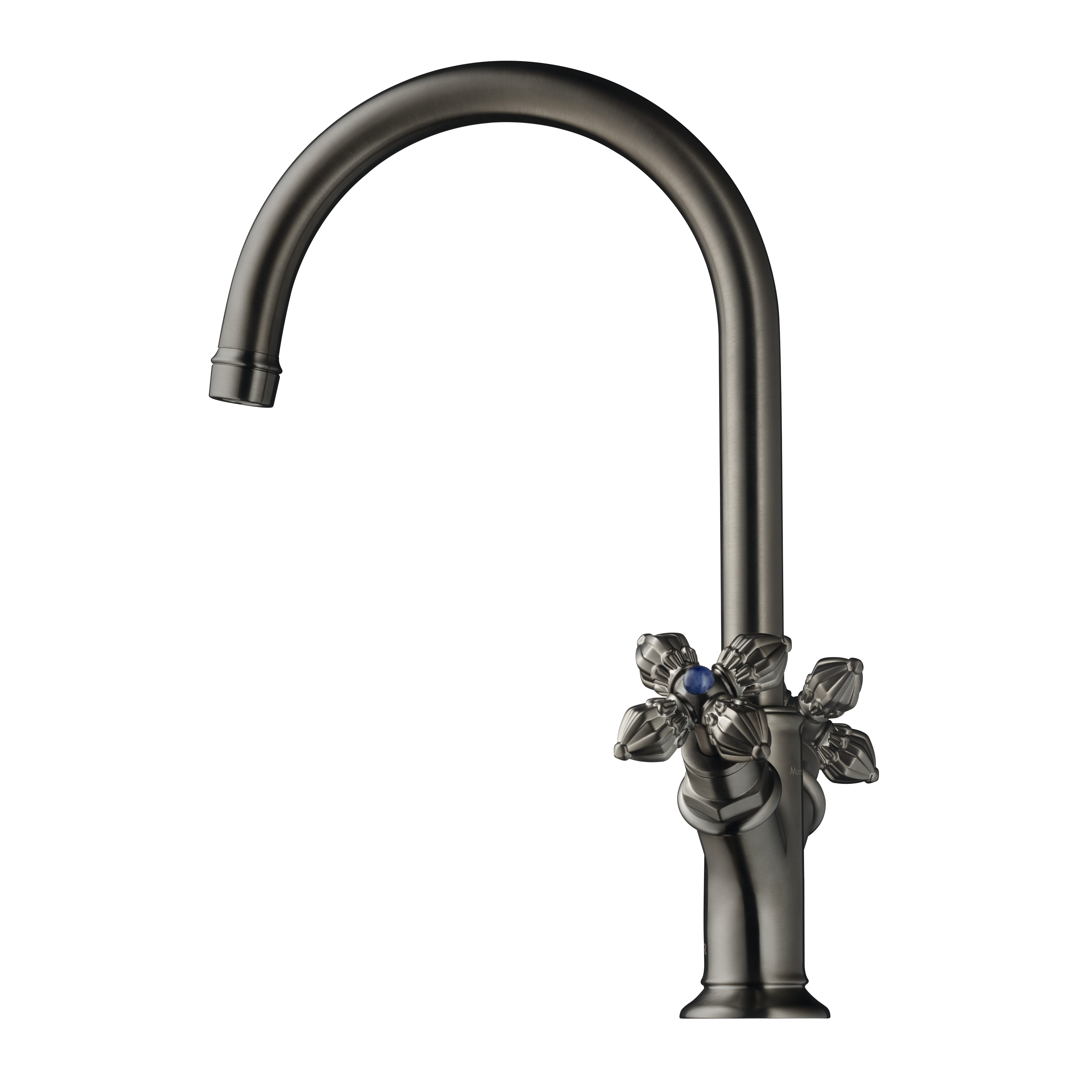 AXOR Montreux 2-Handle Basin Mixer Faucet 210 with Cross Handles, Swivel Spout and Open Waste Set from Brandt in Brushed Black Chrome finish