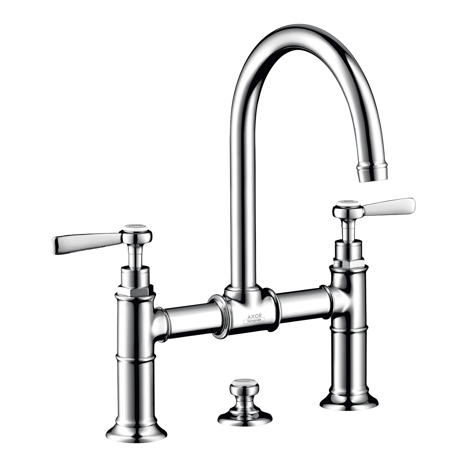 AXOR Montreux 2-Handle Basin Mixer Faucet 220 with Lever Handles, Swivel Spout and Pop-Up Waste Set from Brandt in Chrome finish
