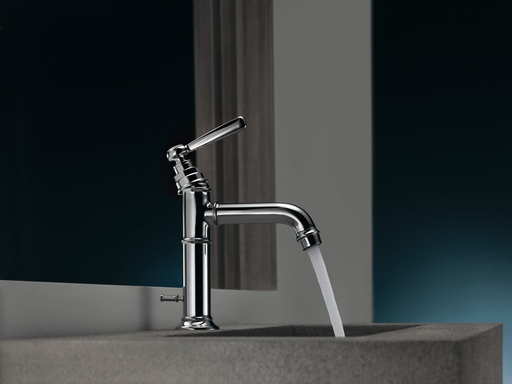 AXOR Montreux Single Lever Handle Basin Mixer Faucet 100 with Pop-Up Waste Set from Brandt in Chrome finish